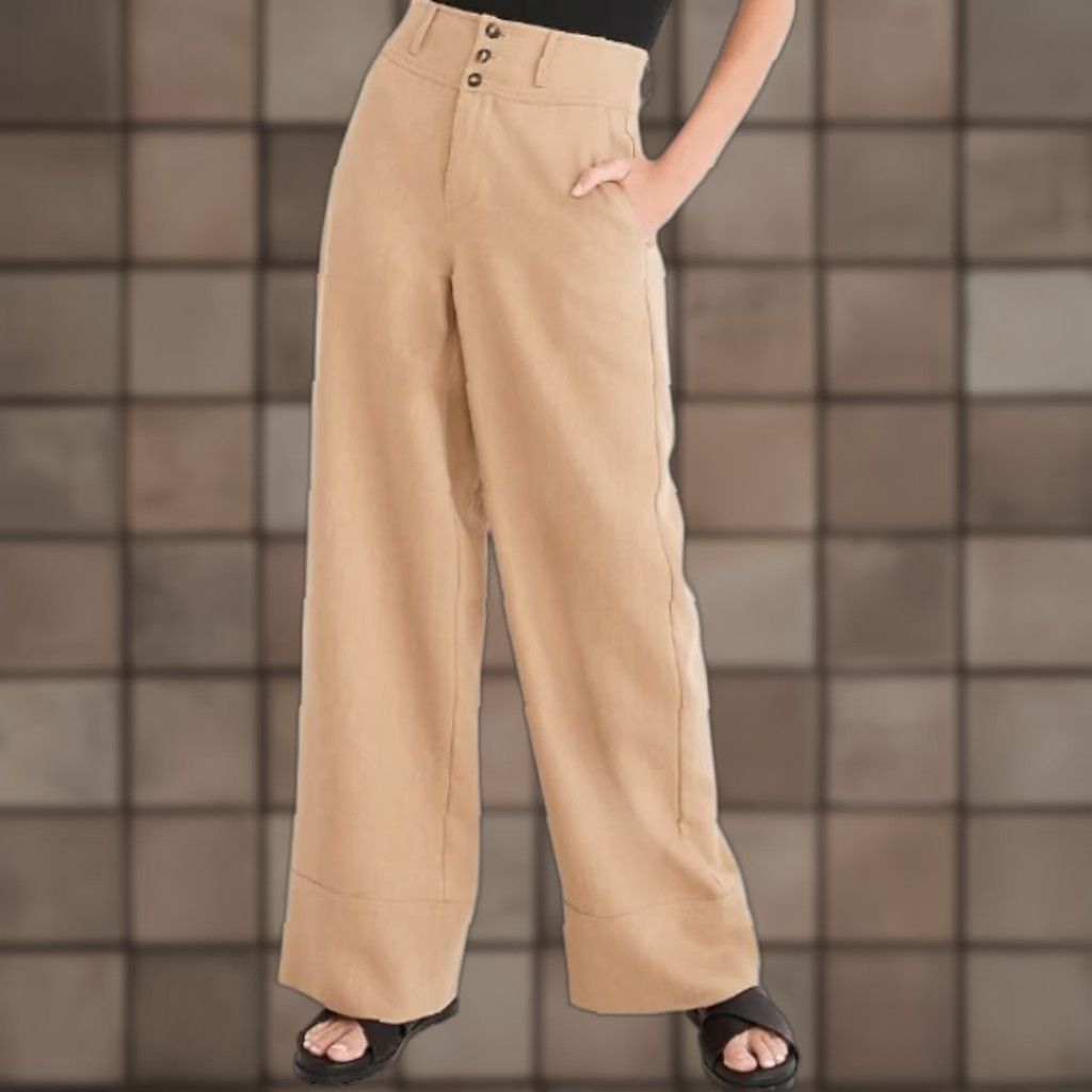 Madewell Madewell Button Front Cuffed Wide Leg Pants in Travel Linen Blend-Size 12 Size 34" / US 12 / IT 48 - 1 Thumbnail