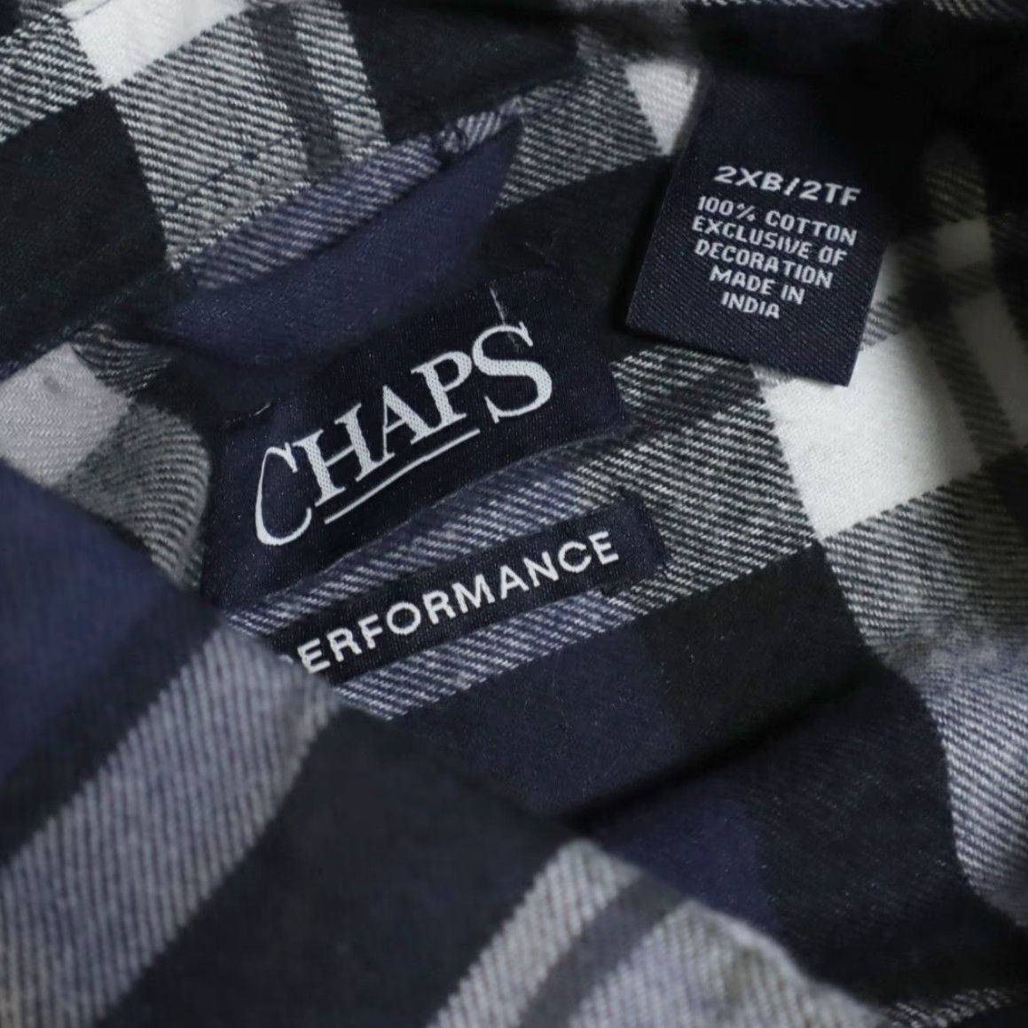 Chaps Chaps Shirt Navy Blue Plaid Button Down Shirt 2XB Men’s Long Sleeve Performance Flannel Cotton Casual Shirt Size US XXL / EU 58 / 5 - 5 Thumbnail