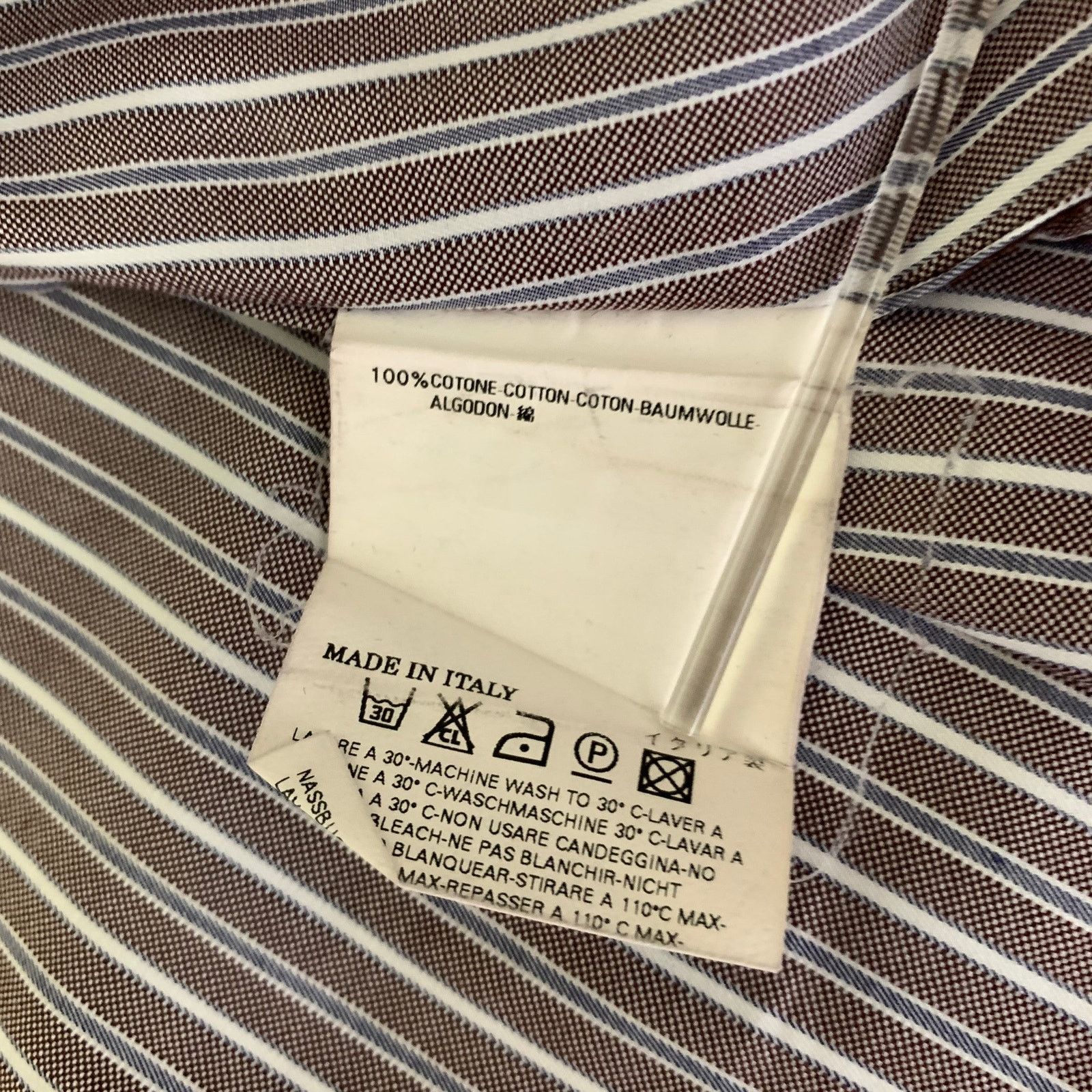 Dsquared2 DSQUARED2 M Brown Blue Stripe Cotton Long Sleeve Shirt Size 42R - 7 Thumbnail