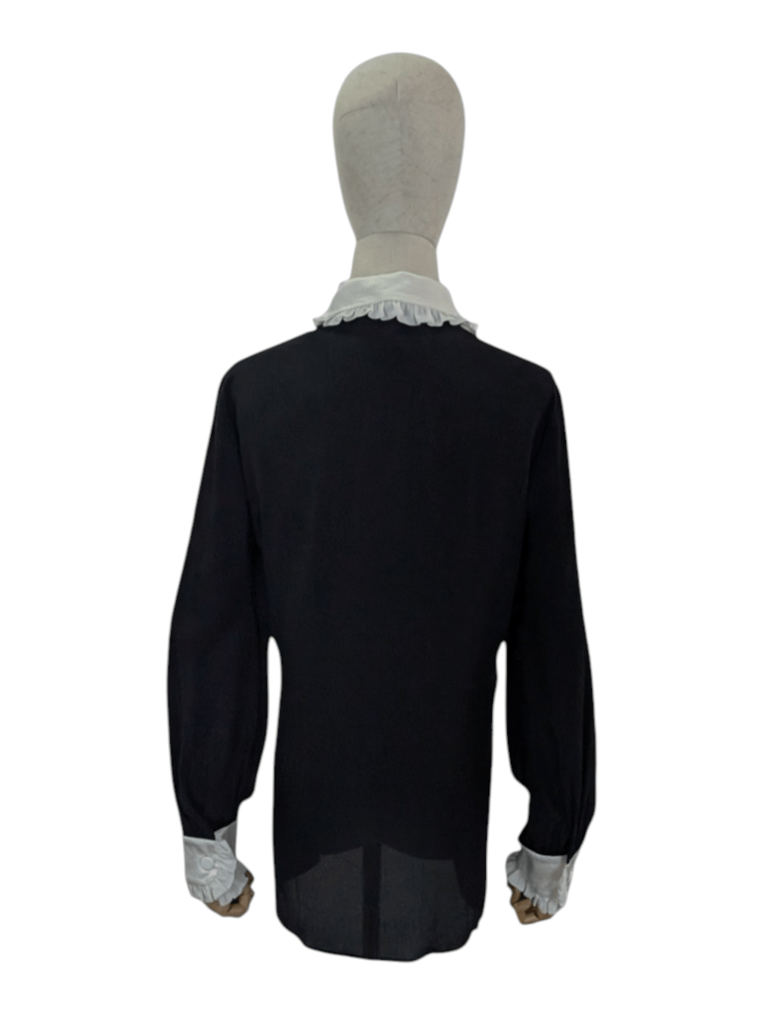 Gucci Gucci Black Silk Blouse With Whitefrill Trim Size M / US 6-8 / IT 42-44 - 2 Thumbnail