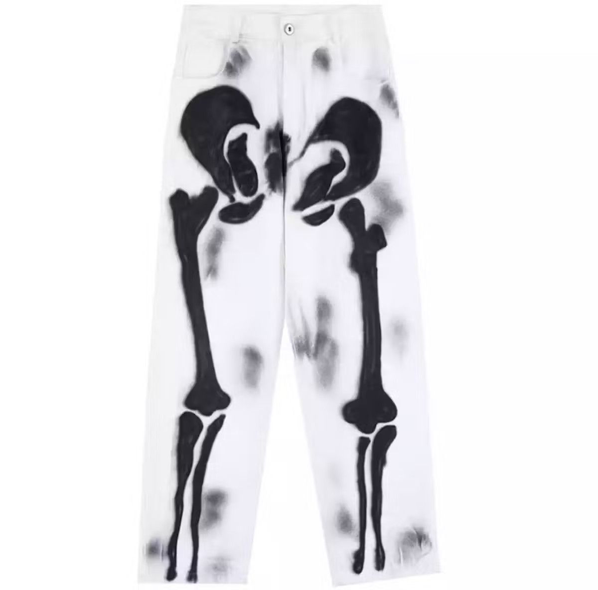 image of Vintage Skeleton Denim Jeans in White, Men's (Size 32)