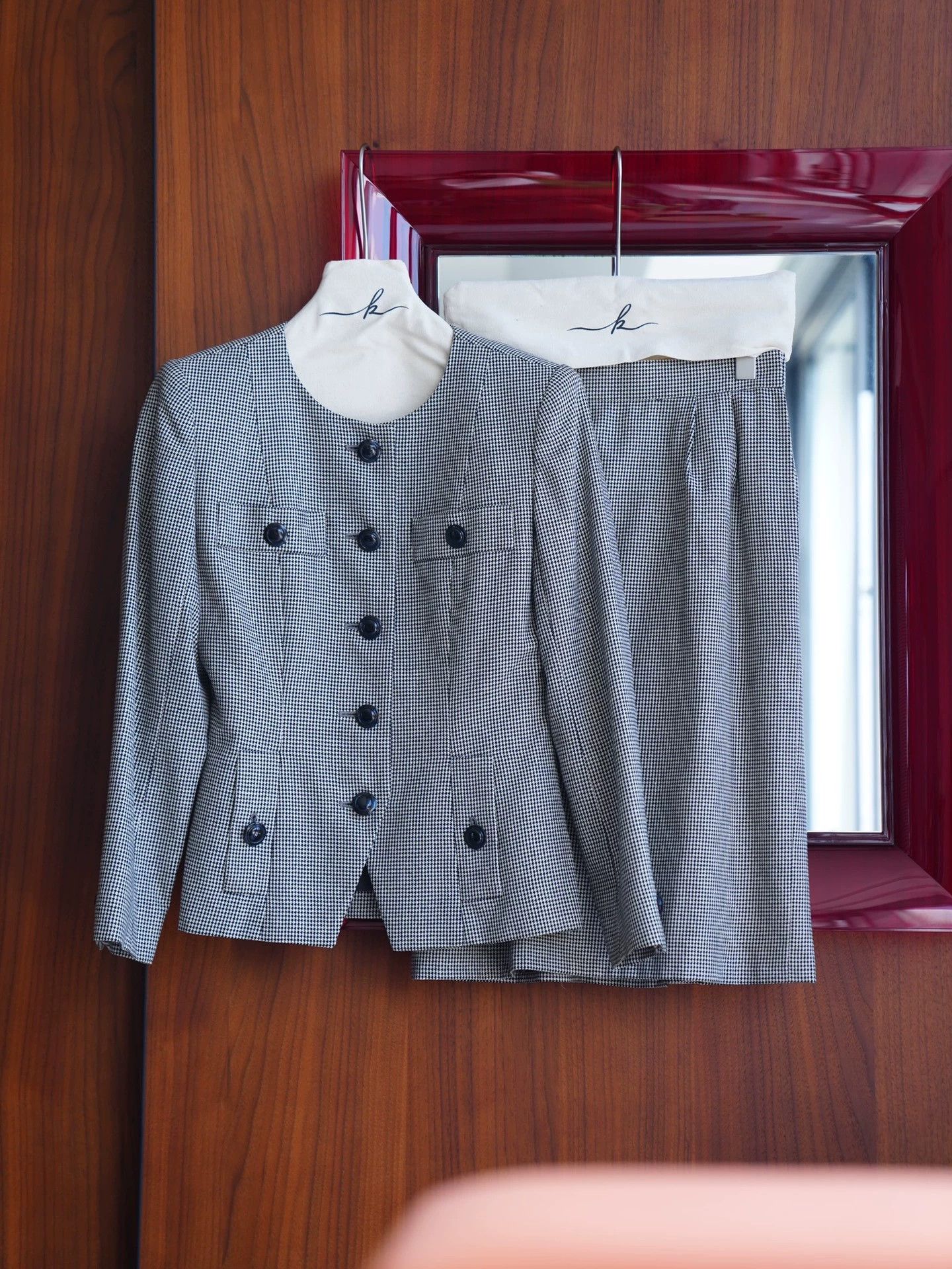 Yves Saint Laurent YSL Vintage Houndstooth Wool-Cotton Suit Skirt 36(S/M) Japan Size XS / US 0-2 / IT 36-38 - 2 Thumbnail