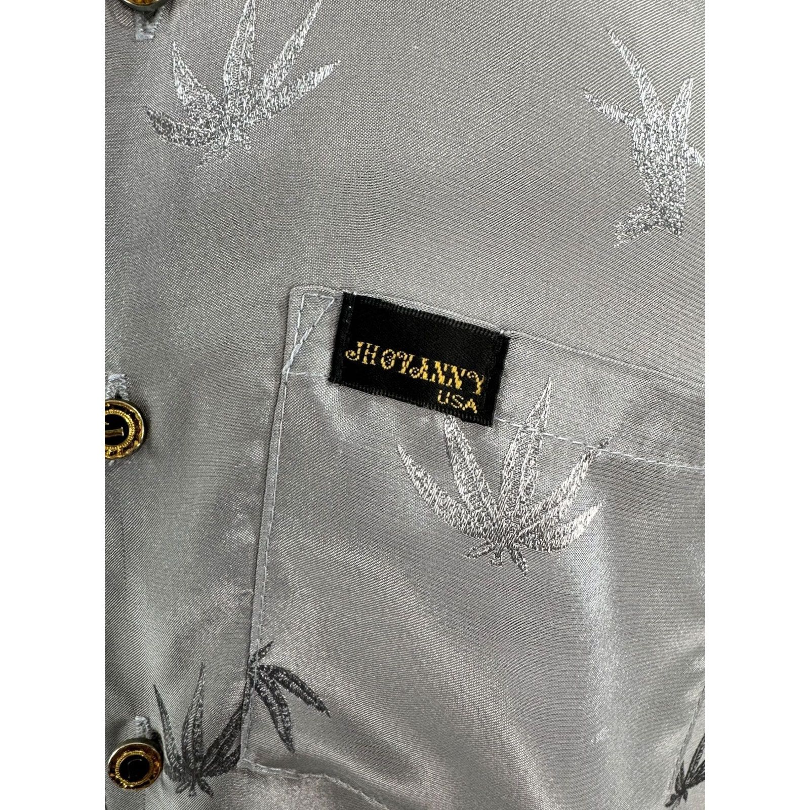 Vintage Jhovanny Italy / USA - 420 AK47 AR15 Assault Rifle ALL OVER Weed M Shirt Button-Up Short Sleeve Silver Men M USA 90s C7 Size US M / EU 48-50 / 2 - 4 Thumbnail