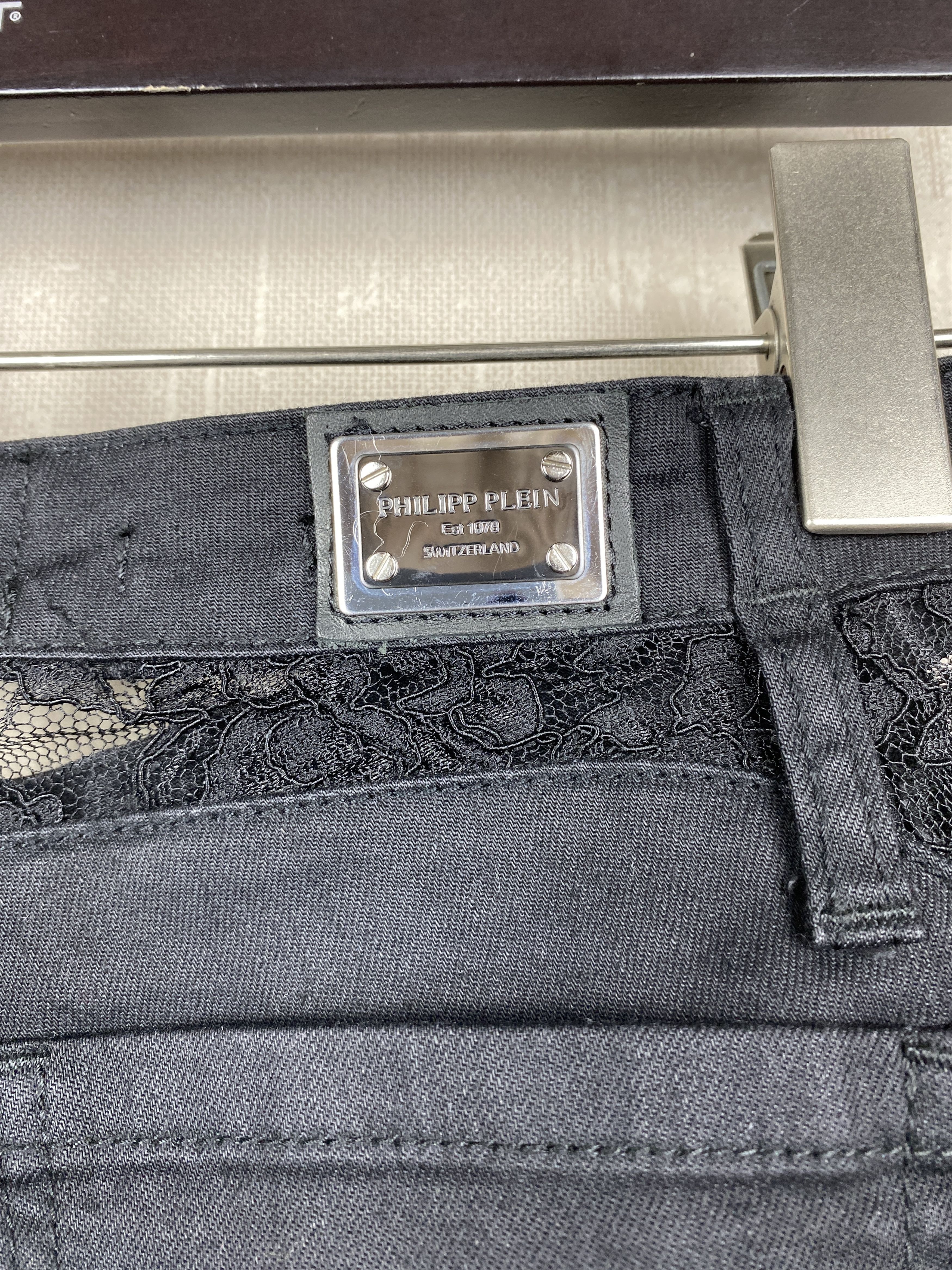 Philipp Plein Philipp Plein Black Diamond Y2K Lace Super Sexy Slim Jeans Size 26" / US 2 / IT 38 - 10 Thumbnail