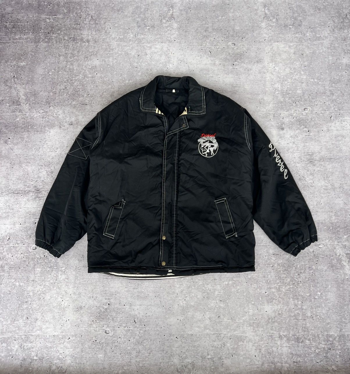 Diesel × Vintage Diesel Vintage Big Logo Black y2k Jacket Size US XL / EU 56 / 4 - 2 Thumbnail