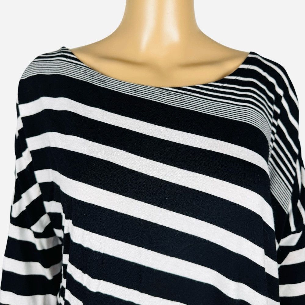 Chicos Chico's Striped Asymmetrical Hem 3/4 Sleeve Rayon Top Size Size L / US 10 / IT 46 - 2 Thumbnail