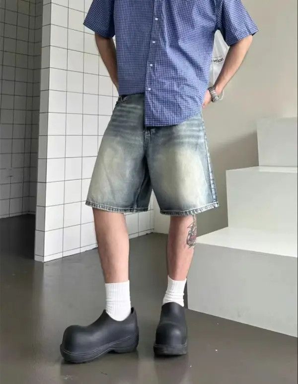 Japanese Brand VIBE Blue washed vintage distressed denim shorts y2k Size US 32 / EU 48 - 5 Thumbnail