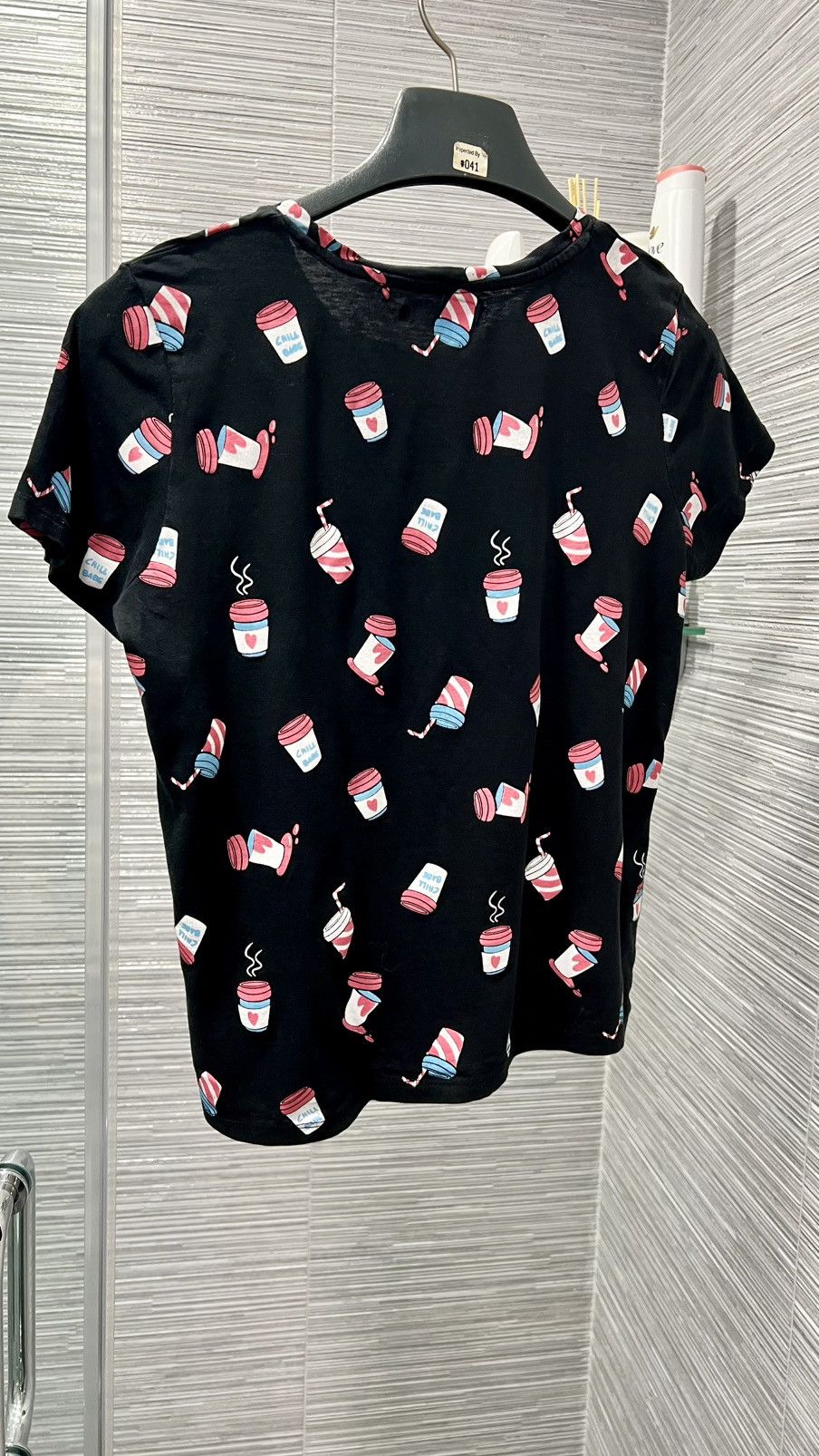 Pull & Bear Pull & Bear Women's Black Cotton Coffee Short Sleeve T-Shirt Size M / US 6-8 / IT 42-44 - 7 Thumbnail