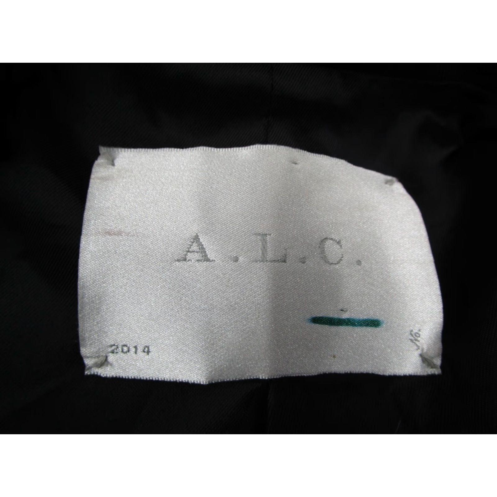 Vintage A.L.C. Blazer Womens 8 Blue Textured Jacquard Long Satin Lapel Button Made USA Size M / US 6-8 / IT 42-44 - 3 Thumbnail