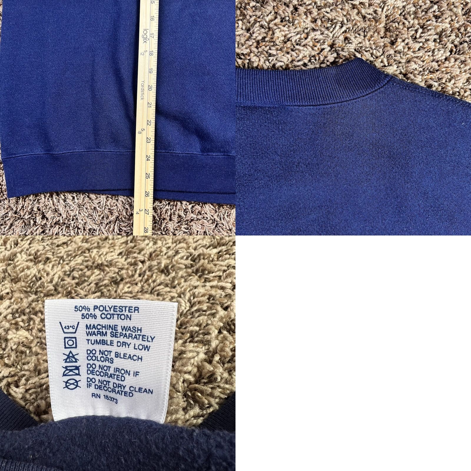 Delta VINTAGE Delta Sweatshirt Shirt Mens 90s Navy Blue Crewneck Embroidered XL 50/50 Elevated 90s Vintage Decade Theme Hemmed Continuous Size US XL / EU 56 / 4 - 8 Thumbnail