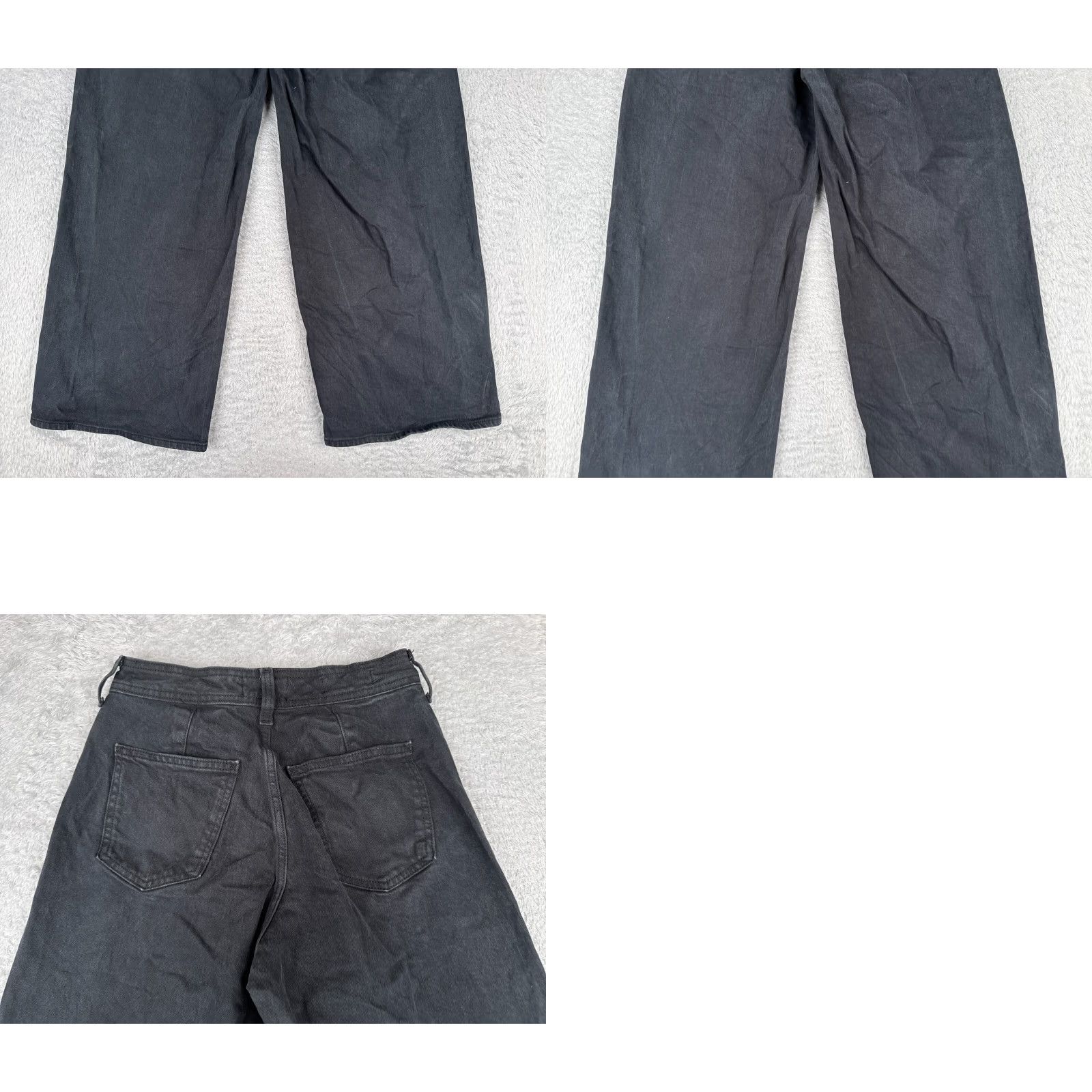Vintage Universal Thread Jeans Womens 4 Black Denim Sailor Wide Leg High Rise 26x28 Size 27" / US 4 / IT 40 - 10 Thumbnail
