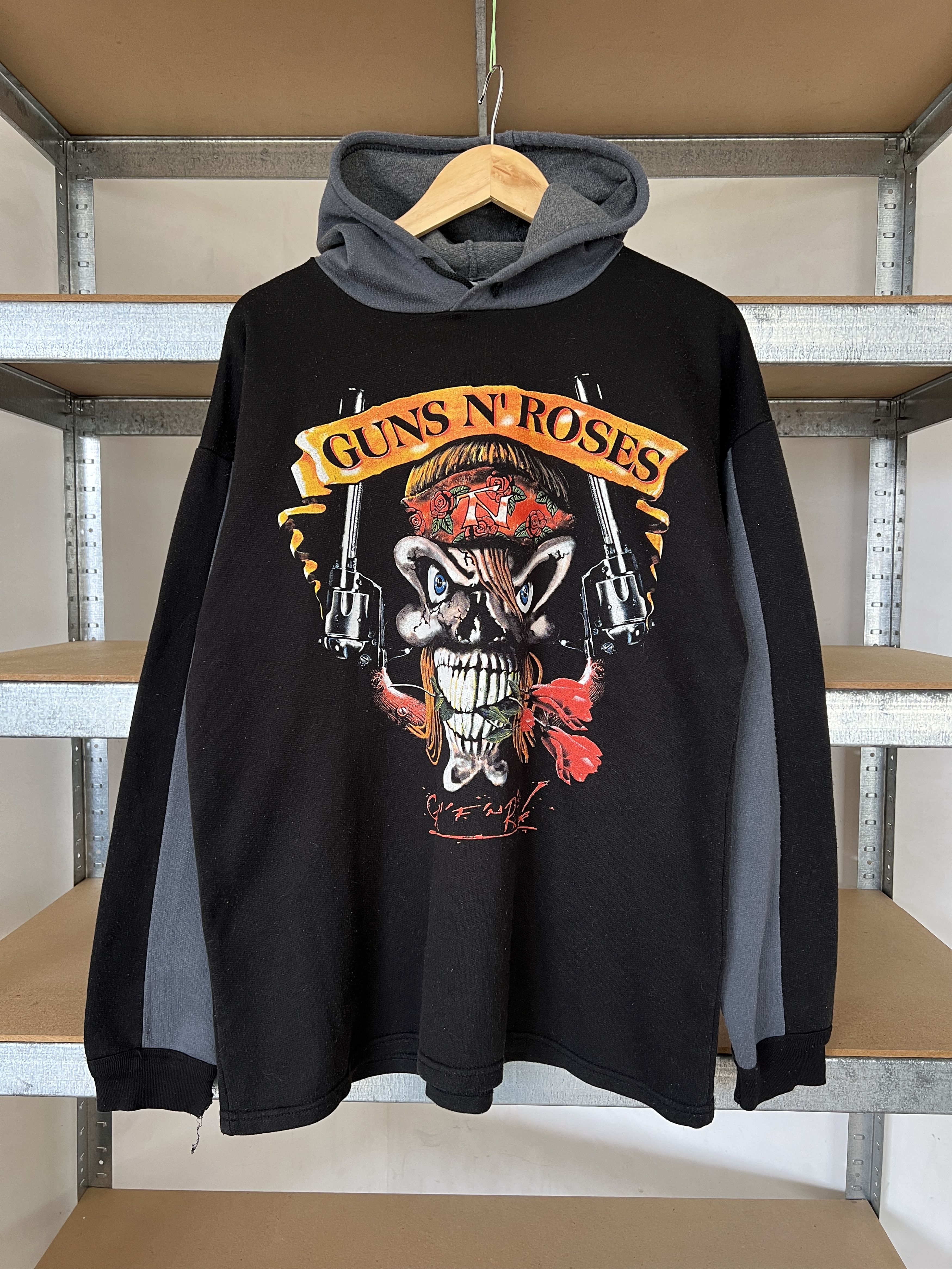 image of Band Tees x Rock Band Guns N Roses 90's Vintage Rock Band Hoodie in Black, Men's (Size XL)