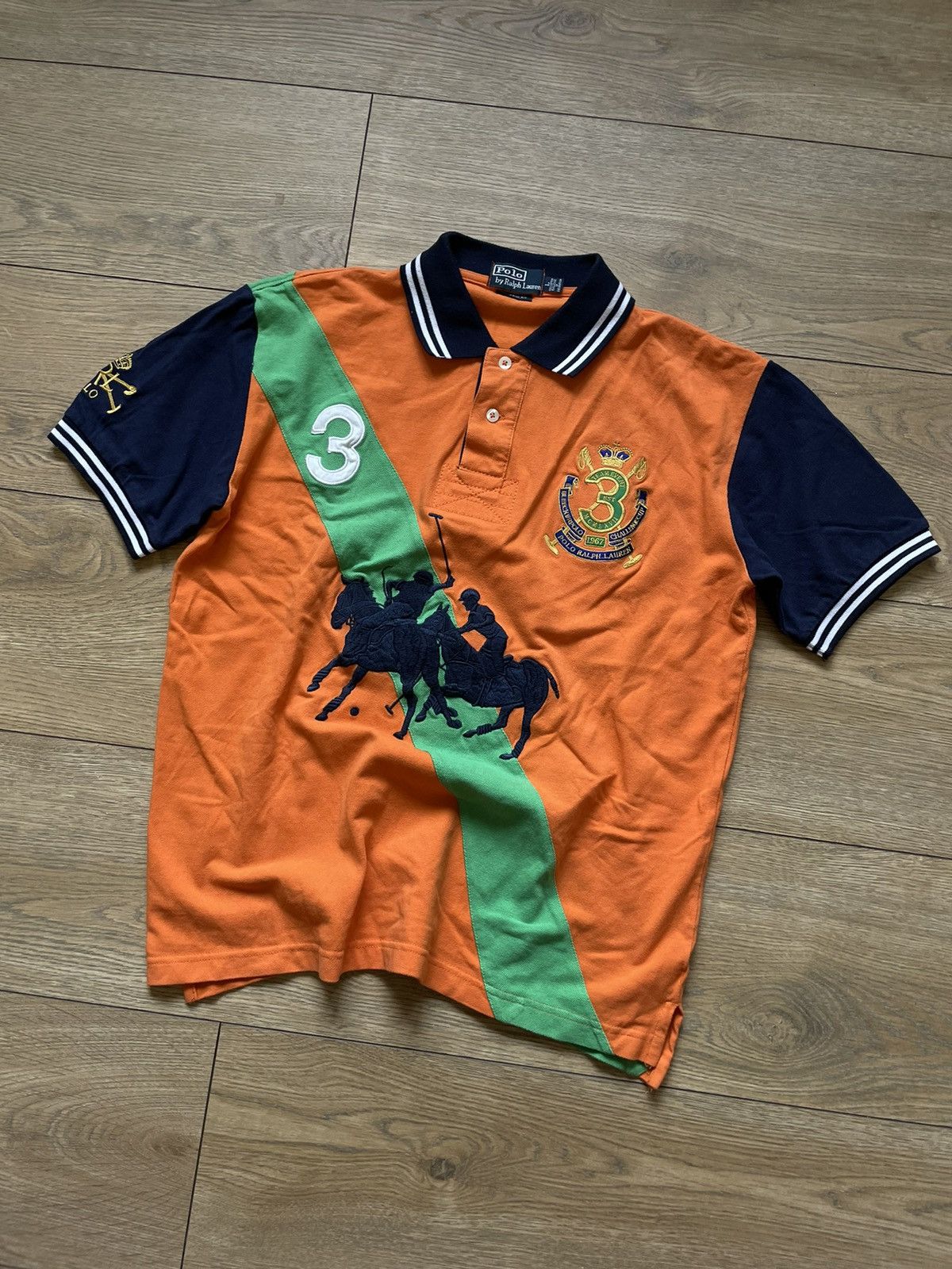 image of Polo Ralph Laurent Big Pony Chief Keef Y2K Swag Drill Rugby in Orange, Men's (Size Large)