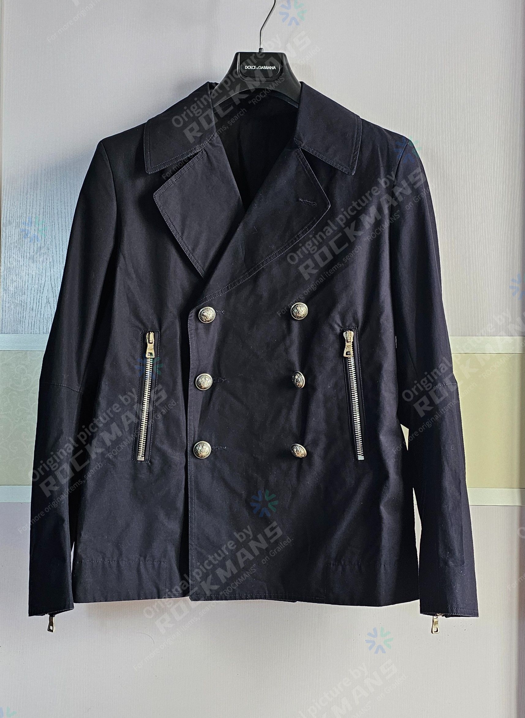 Balmain BALMAIN Men's Dark Blue Biker Blazer Jacket Size 50 Size US L / EU 52-54 / 3 - 1 Thumbnail
