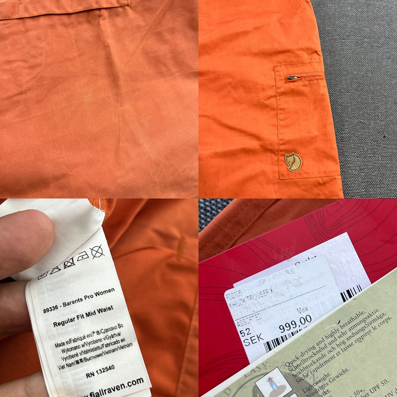 Vintage Fjällräven Barents Pro Womens Hiking Pants 52 Orange G-1000 Outdoor Hiking Trekking Pants Women XS? Size 38" / US 16 / IT 52 - 8 Thumbnail