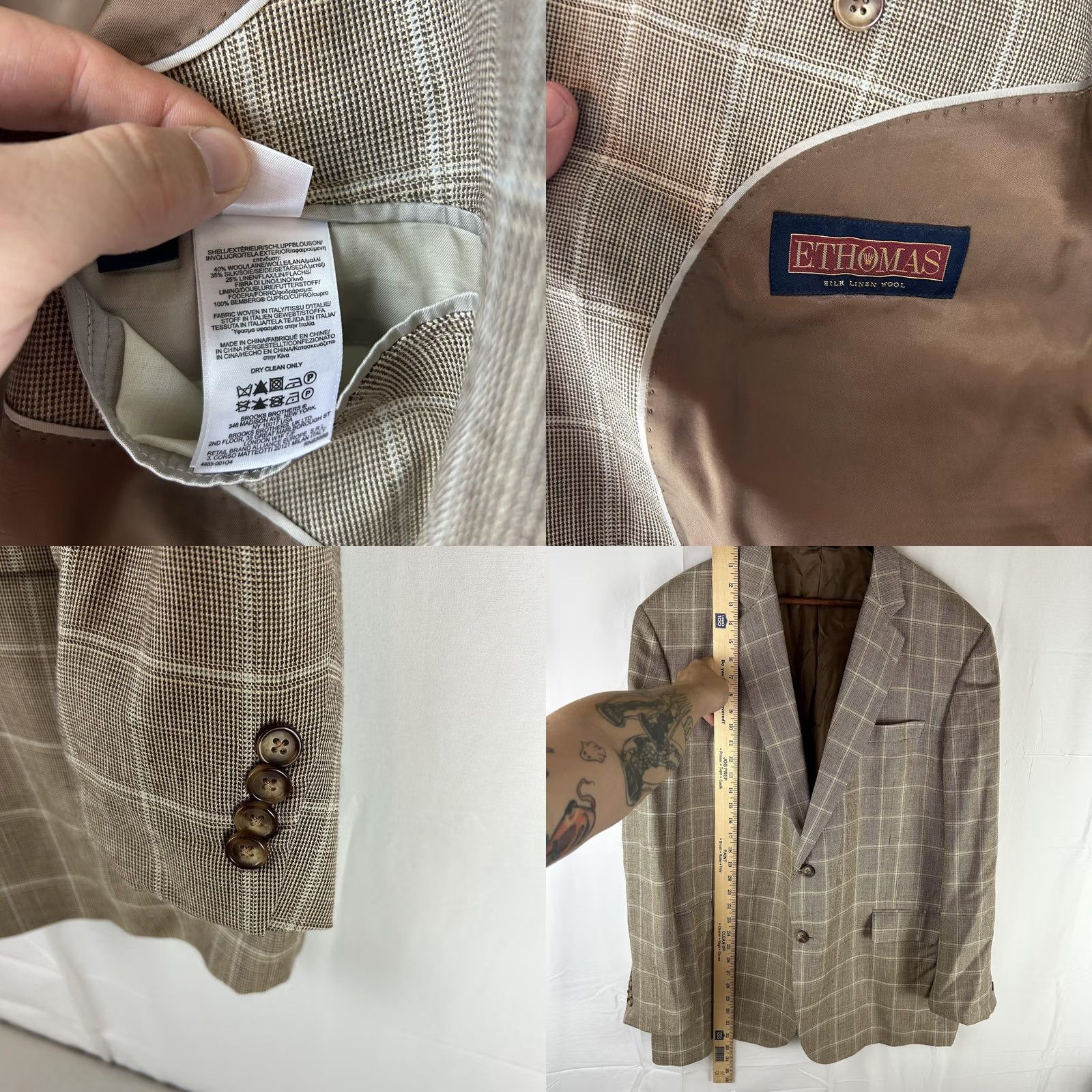Brooks Brothers Brooks Brothers Coat Mens 48 Beige Sport 48R Brown Windowpane Madison Full Canvas Size US M / EU 48-50 / 2 - 8 Thumbnail