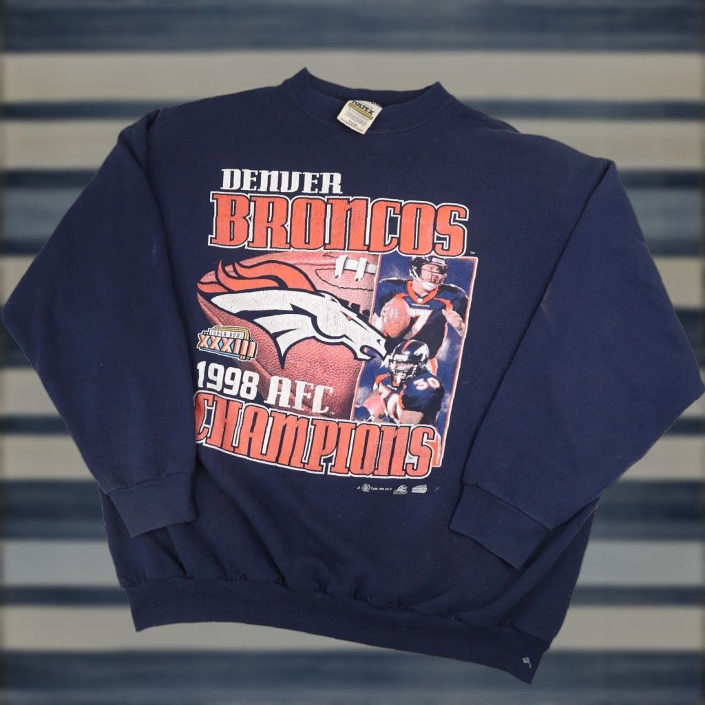 NFL VINTAGE 90s Denver Broncos Mens XL Champions Graphic Sweatshirt Blue Size US XL / EU 56 / 4 - 1 Thumbnail