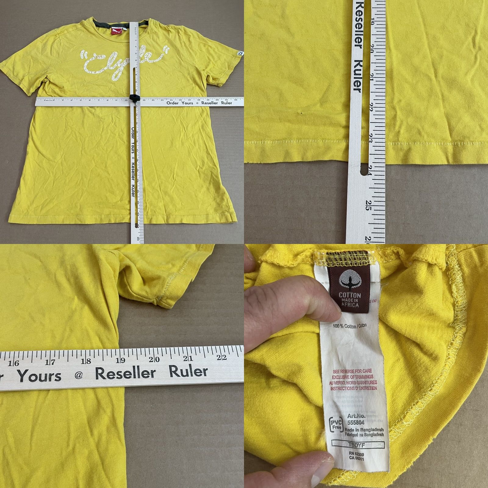 Puma Puma Shirt Adult Small Yellow Spell Out Logo Clyde Spell Out Script Mens Fitness Size US S / EU 44-46 / 1 - 8 Thumbnail