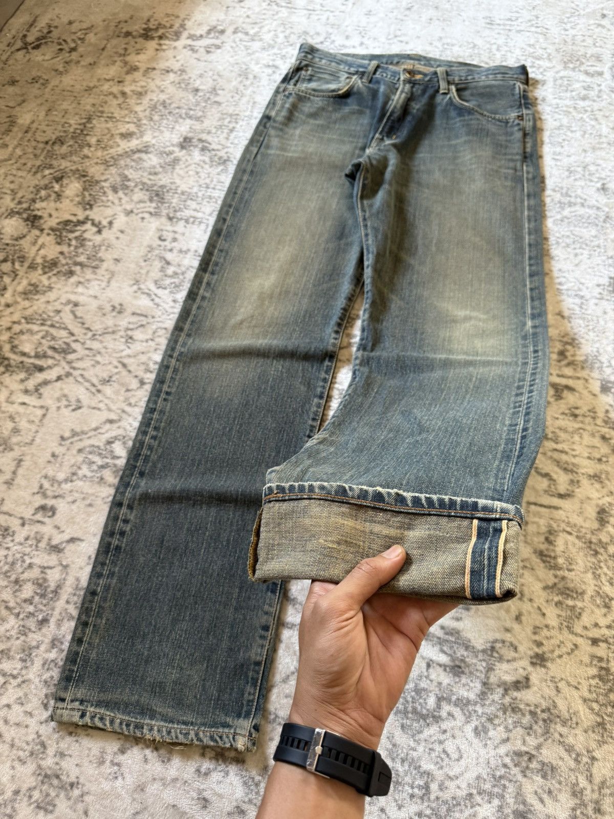 Kapital Vintage Edwin 505 Earthy Mud Wash Selvedge Loose Jeans Size US 32 / EU 48 - 4 Thumbnail