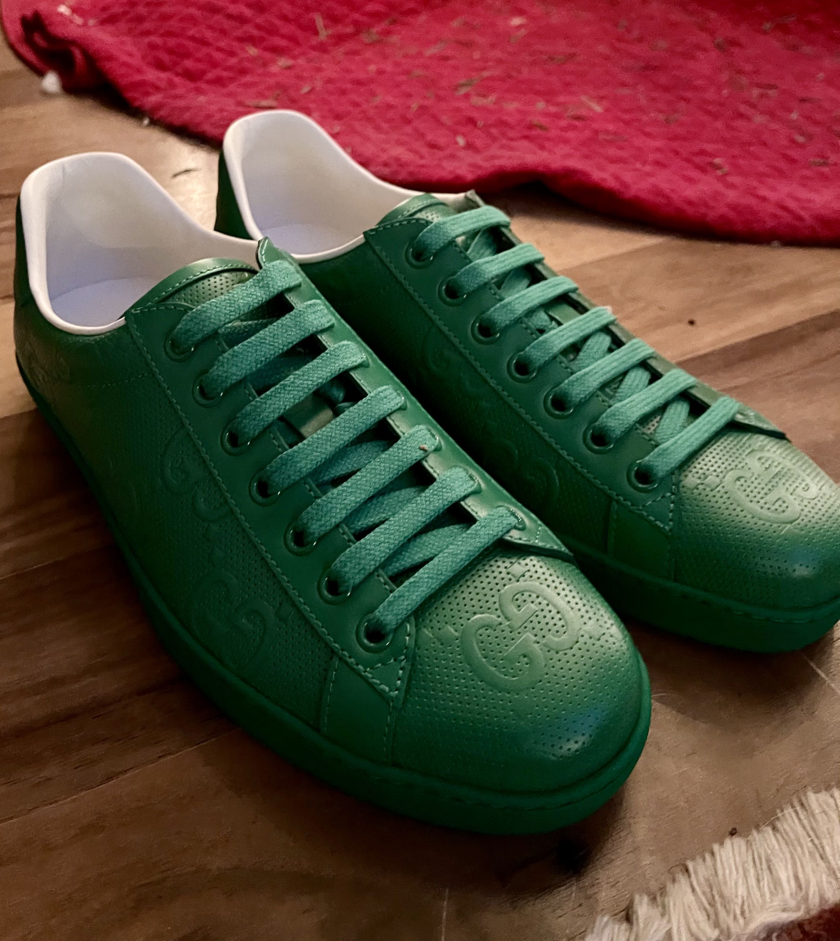 Gucci Gucci Embossed Leather Sneaker – Green Size US 6.5 / EU 39-40 - 6 Thumbnail