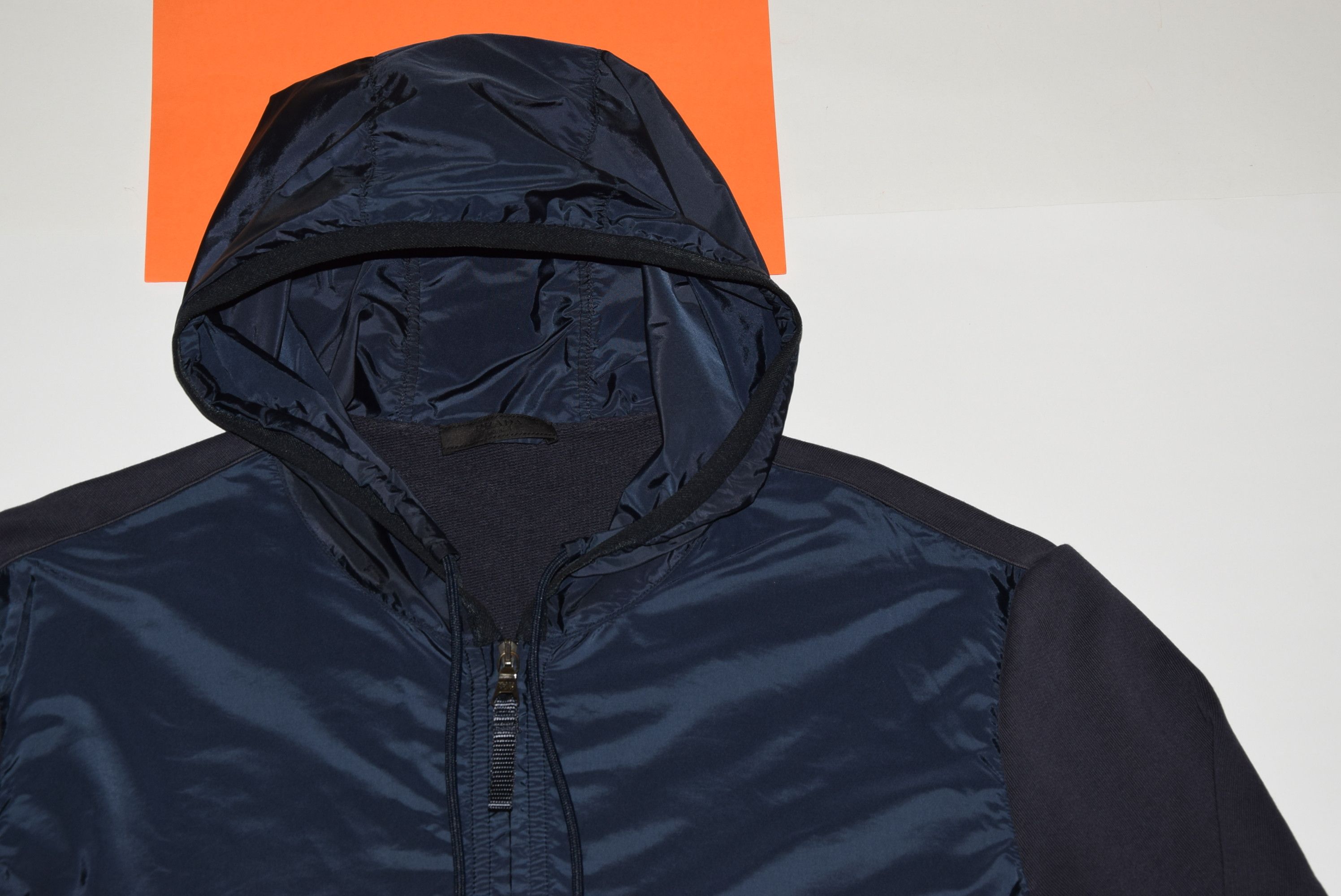 AUTH PRADA LIGHTWEIGHT HOODED ZIP JACKET BLEND NYLON COTTON