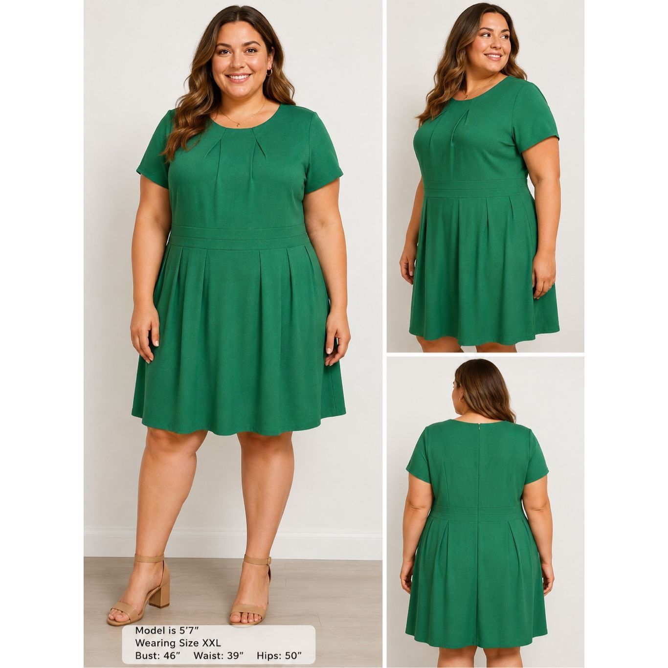 Other Acevog Womens Shift Dress Knee Length Pleated Cotton Stretch Size XXL / US 16-18 / IT 52-54 - 1 Thumbnail