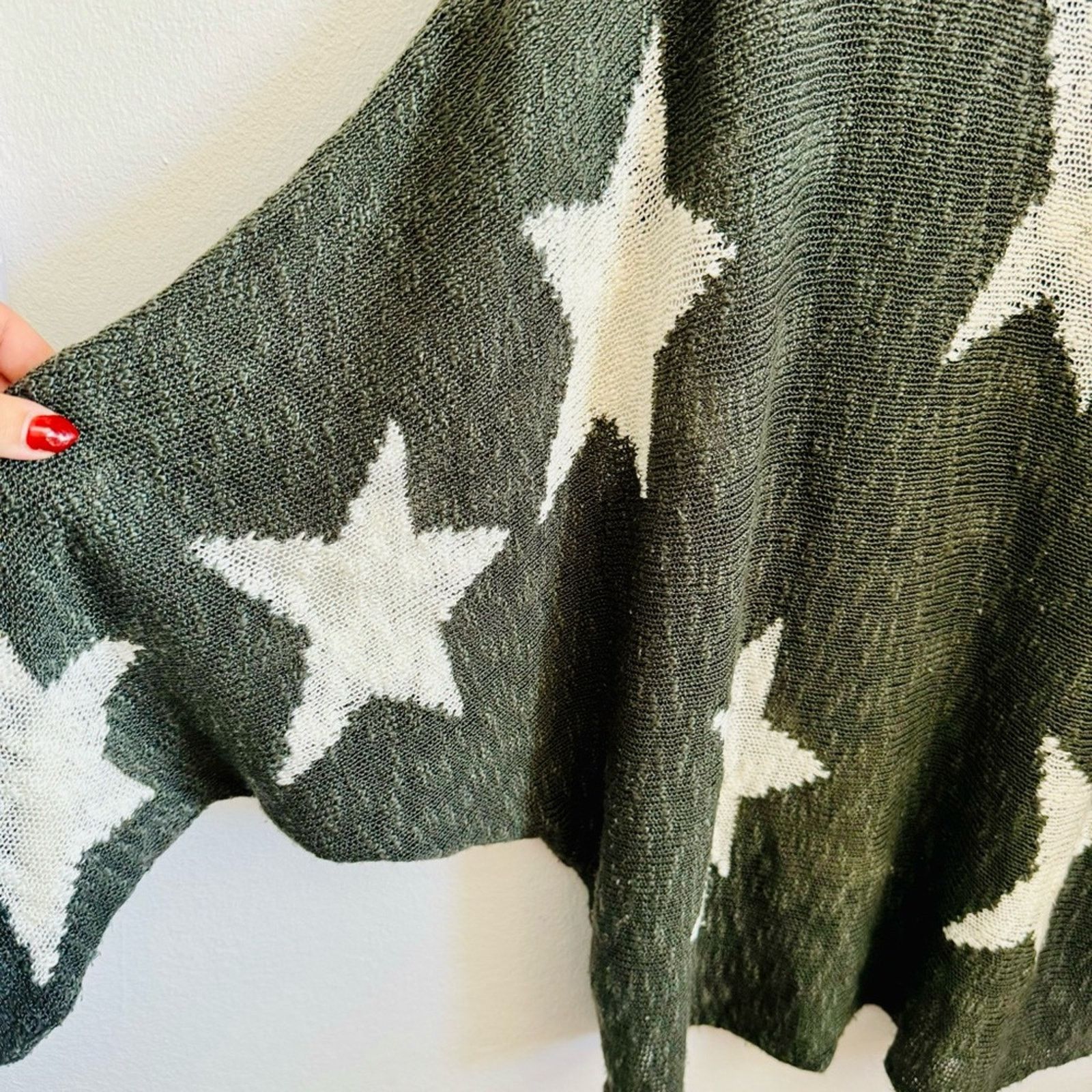 Nordstrom WISHLIST Grey Gray White Stars Bold Chunky Pullover Sweater Size M / US 6-8 / IT 42-44 - 6 Thumbnail