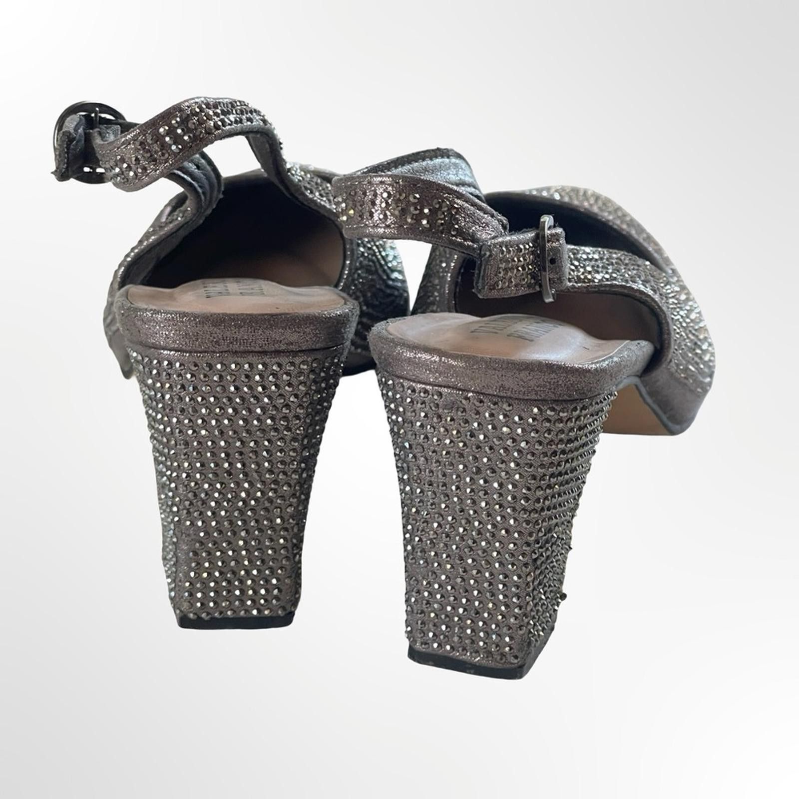 Other Valenti Franco Silver Rhinestone Slingback Block Heels - 7.5 Size US 7.5 / IT 37.5 - 5 Thumbnail