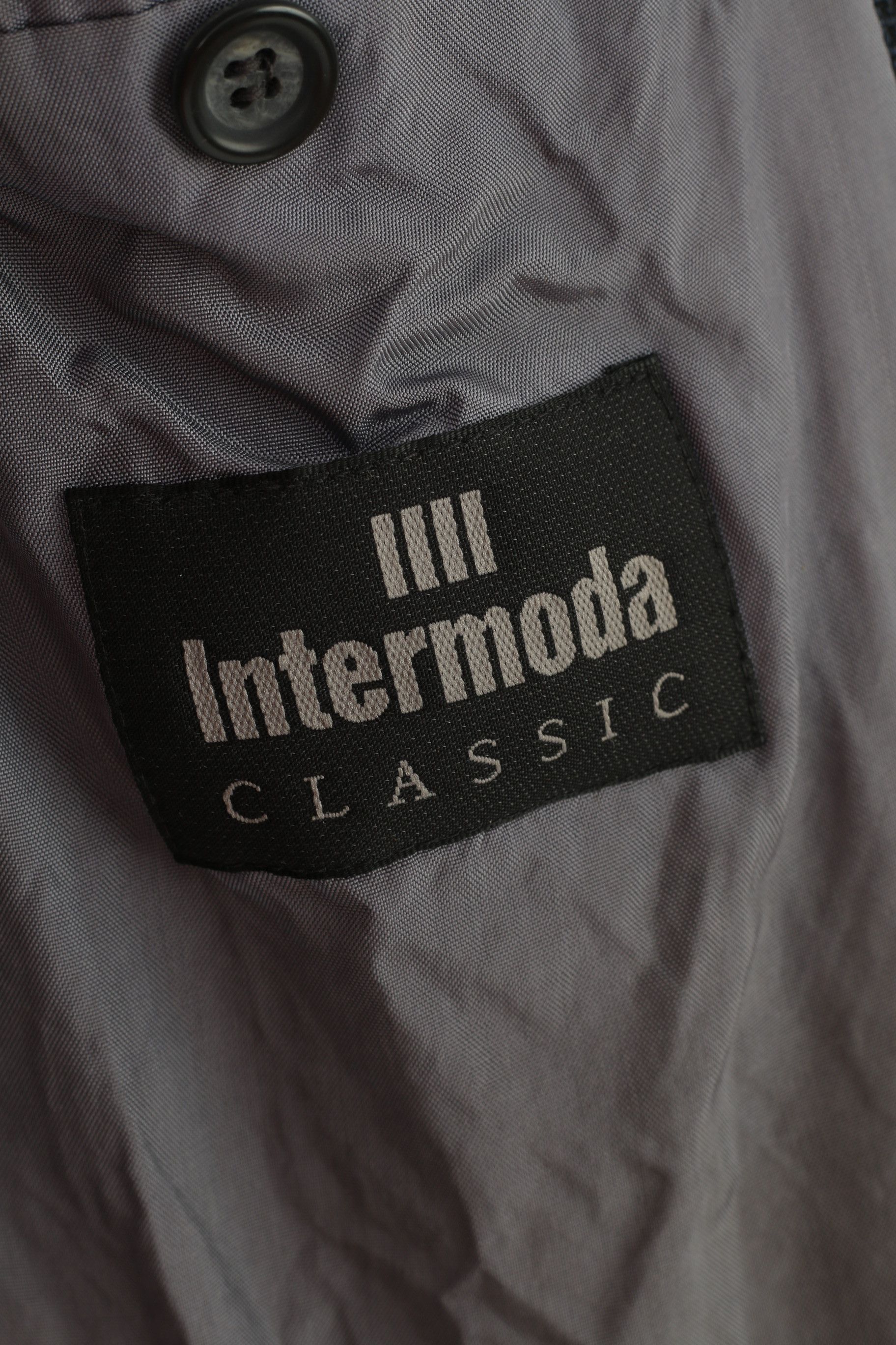 Vintage Intermoda Men 54 44 Blazer Navy Checkered Vintage 0900 Size 44R - 4 Thumbnail