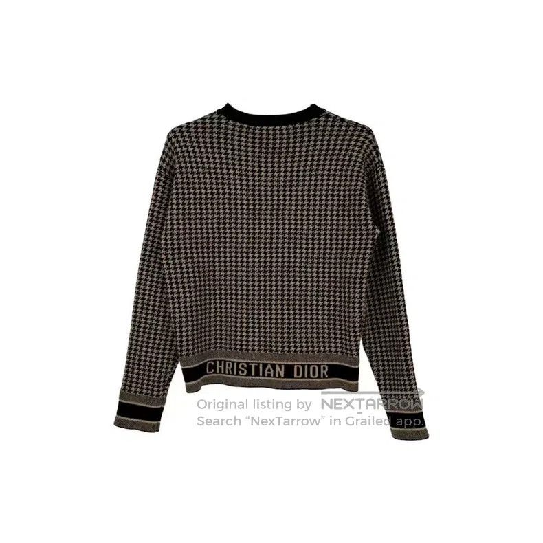 Dior Dior Brown checkered letter trim cashmere knitted sweater Size XXS / US 00 / IT 34 - 2 Thumbnail