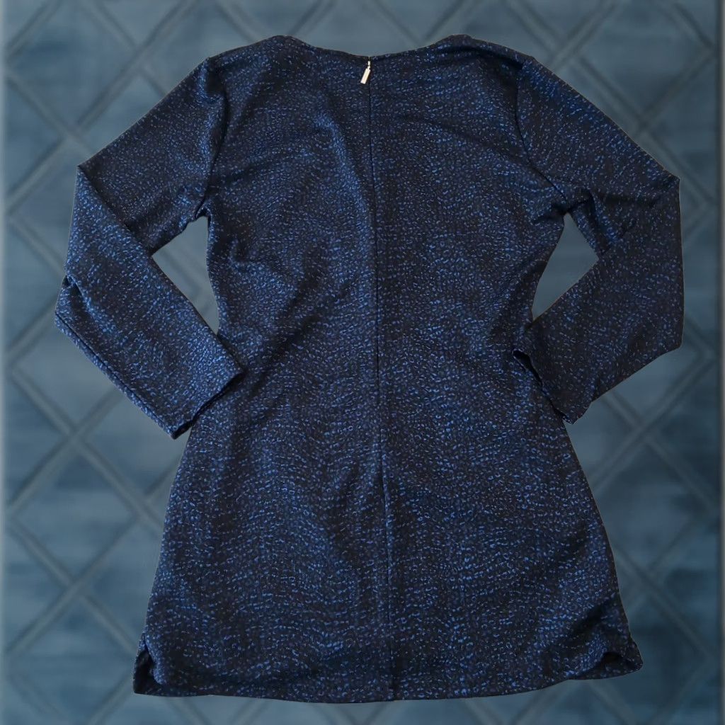 Michael Kors Michael Kors Dress Short Blue Geometric Ruched V-Neck Long Sleeve XL Dress Women Slim Bodycon Size XL / US 12-14 / IT 48-50 - 1 Thumbnail