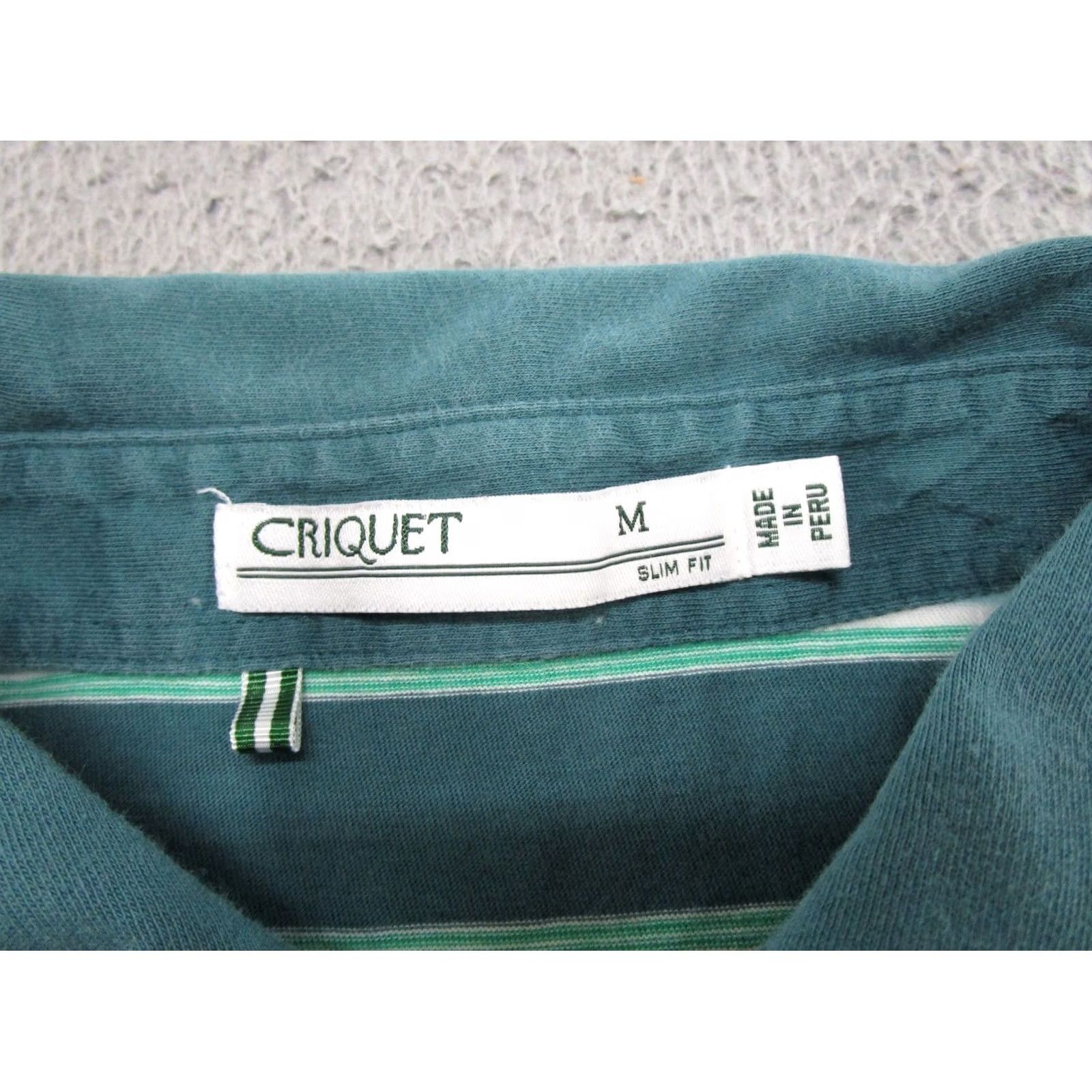 Vintage Criquet Polo Shirt Men’s M Short Sleeve Green Organic Cotton Striped Size US M / EU 48-50 / 2 - 2 Thumbnail