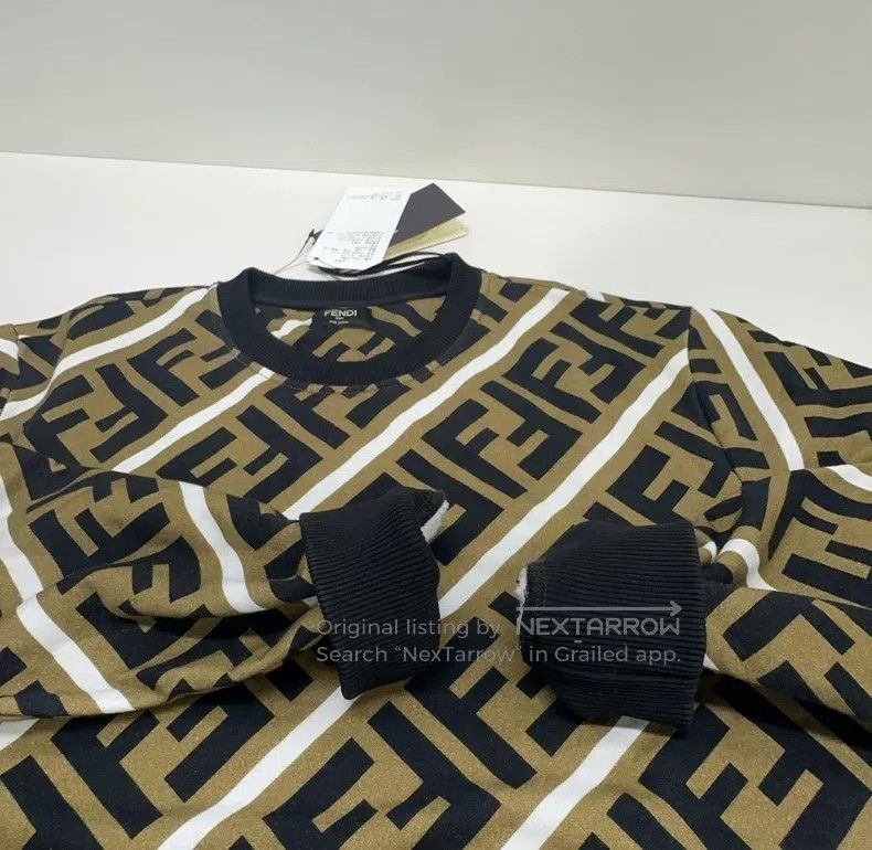 Fendi Fendi Letter print round neck long sleeve sweater - Brown Size US L / EU 52-54 / 3 - 6 Thumbnail