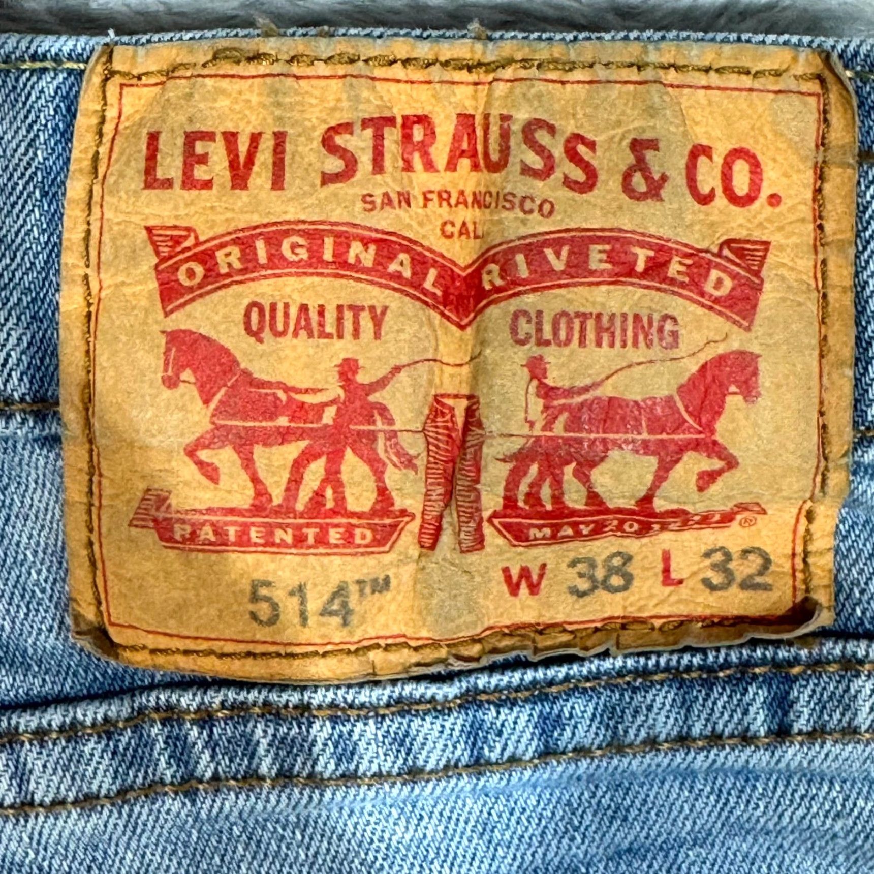 Levi's Levi's 514 Jeans 38 X 32 Blue Denim Stretch Mid-Rise Straight Regular Mens Jeans Size US 38 / EU 54 - 3 Thumbnail