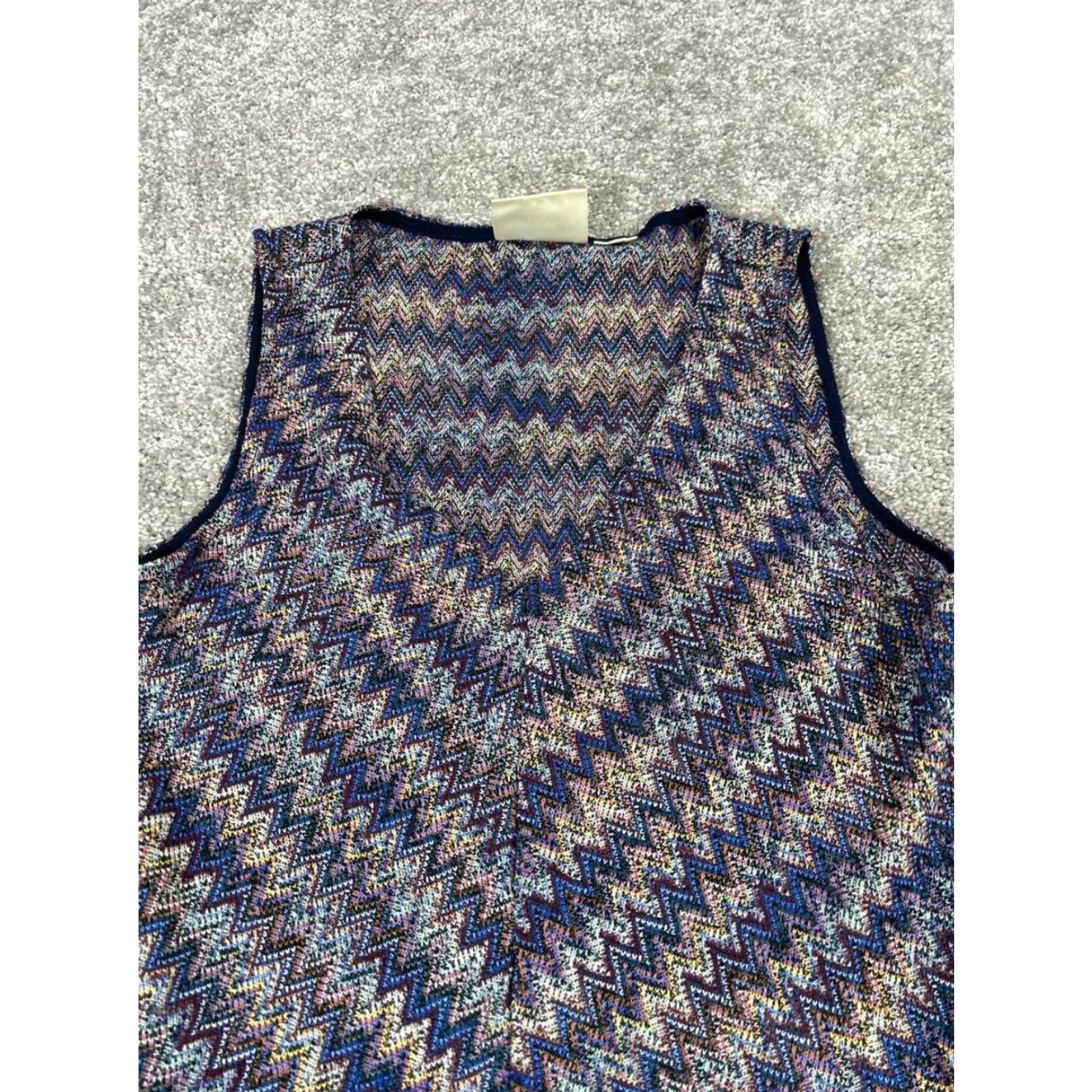 Vintage Maeve Dress Womens Small Purple Gray Yellow Knit Blouson V-Neck Sleeveless Knee Length Casual Everyday Shaped Size S / US 4 / IT 40 - 2 Thumbnail
