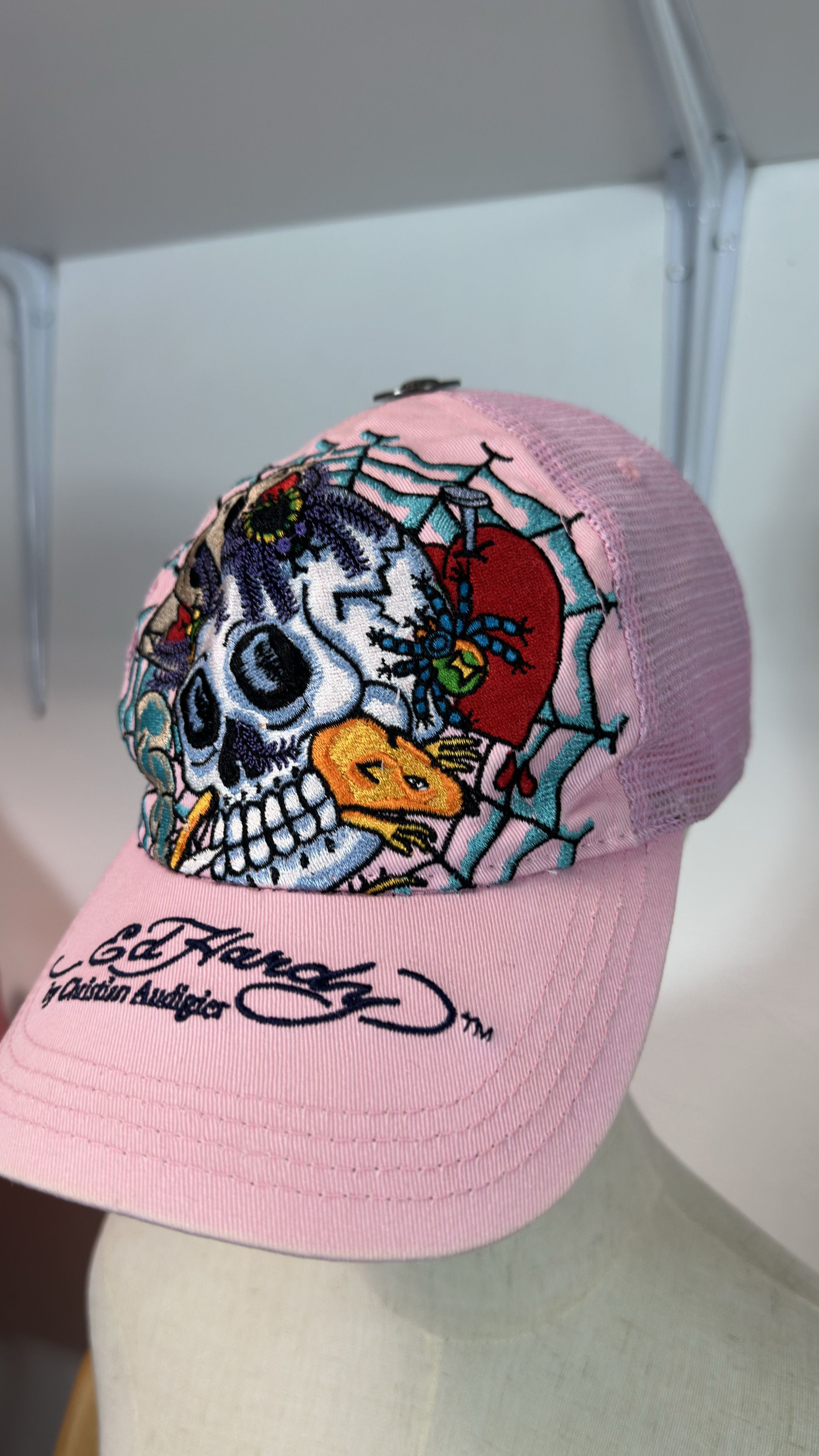 Ed Hardy Ed Hardy Christian Audigier Rhinestone Hat Skull Pink Size ONE SIZE - 4 Thumbnail