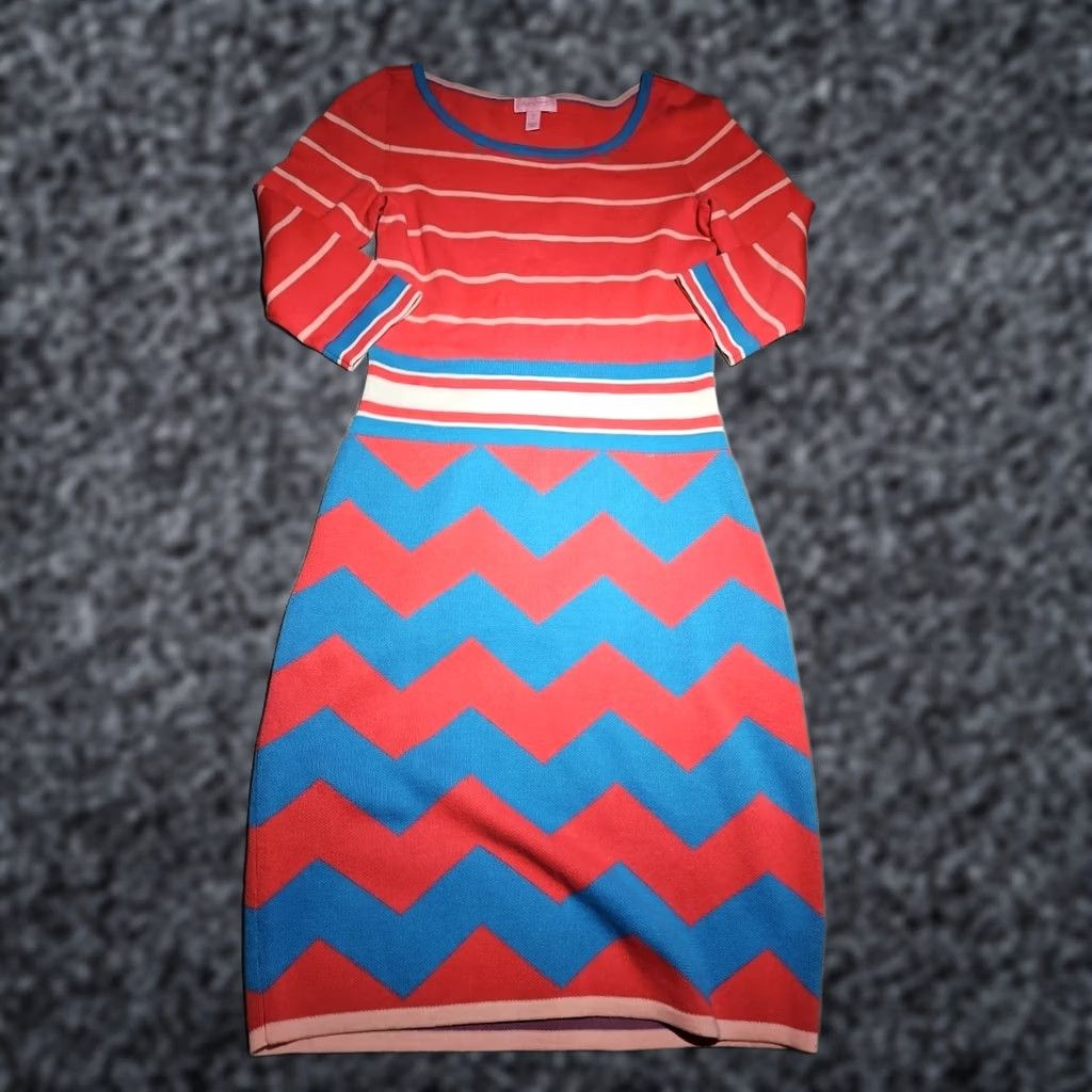 Lilly Pulitzer VINTAGE Lilly Pulitzer Dress Womens Size Small Lindsey Pink Blue Bodycon Stripe Sweater Size S / US 4 / IT 40 - 1 Thumbnail