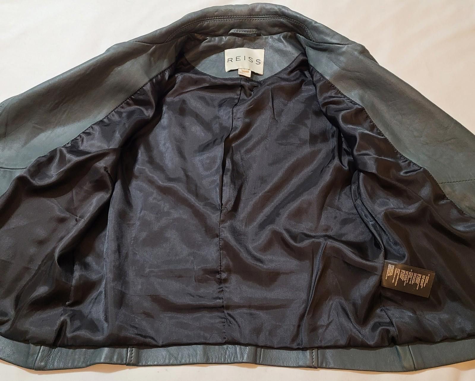 Reiss Reiss Geo Leather Biker MOTO Jacket Black Size US Small Size S / US 4 / IT 40 - 8 Thumbnail