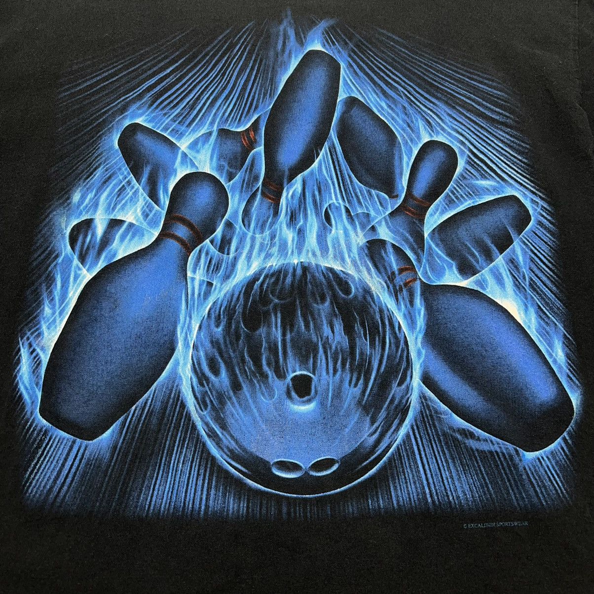 Vintage VTG Bowling Flame Tee Shirt Black Pins Fire Short Sleeve Y2K Size US L / EU 52-54 / 3 - 13 Thumbnail