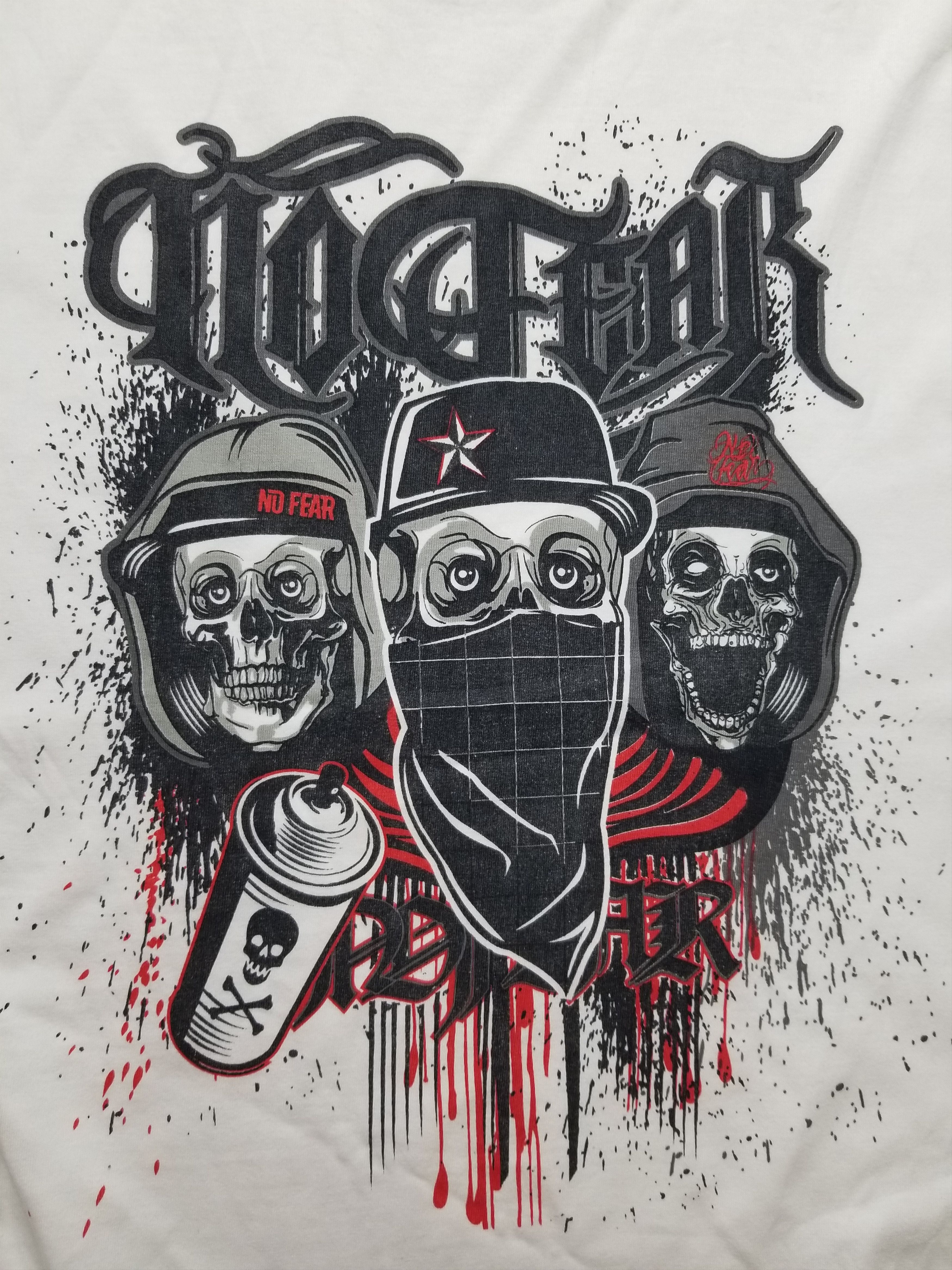 No Fear VTG Y2K NO-FEAR T-Shirt Spray Paint Hooded Skeletons RARE Size US XL / EU 56 / 4 - 10 Thumbnail