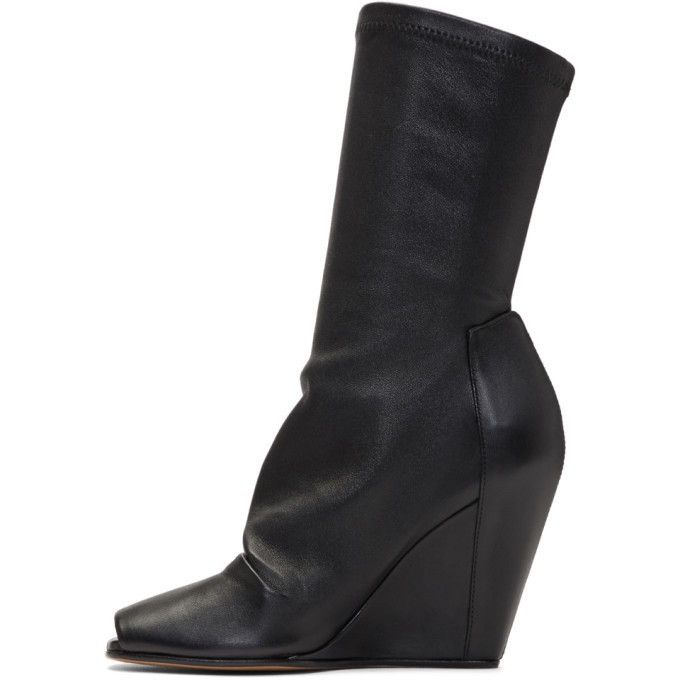 Rick Owens Rick Owens Black Open Toe Sock Wedge Boots Size US 7 / IT 37 - 11 Thumbnail