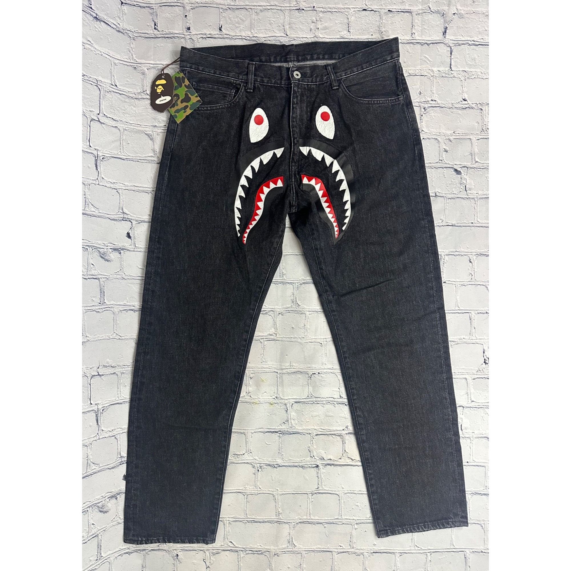 Bape A Bathing Ape Shark Washed Wide Fit Denim Grailed