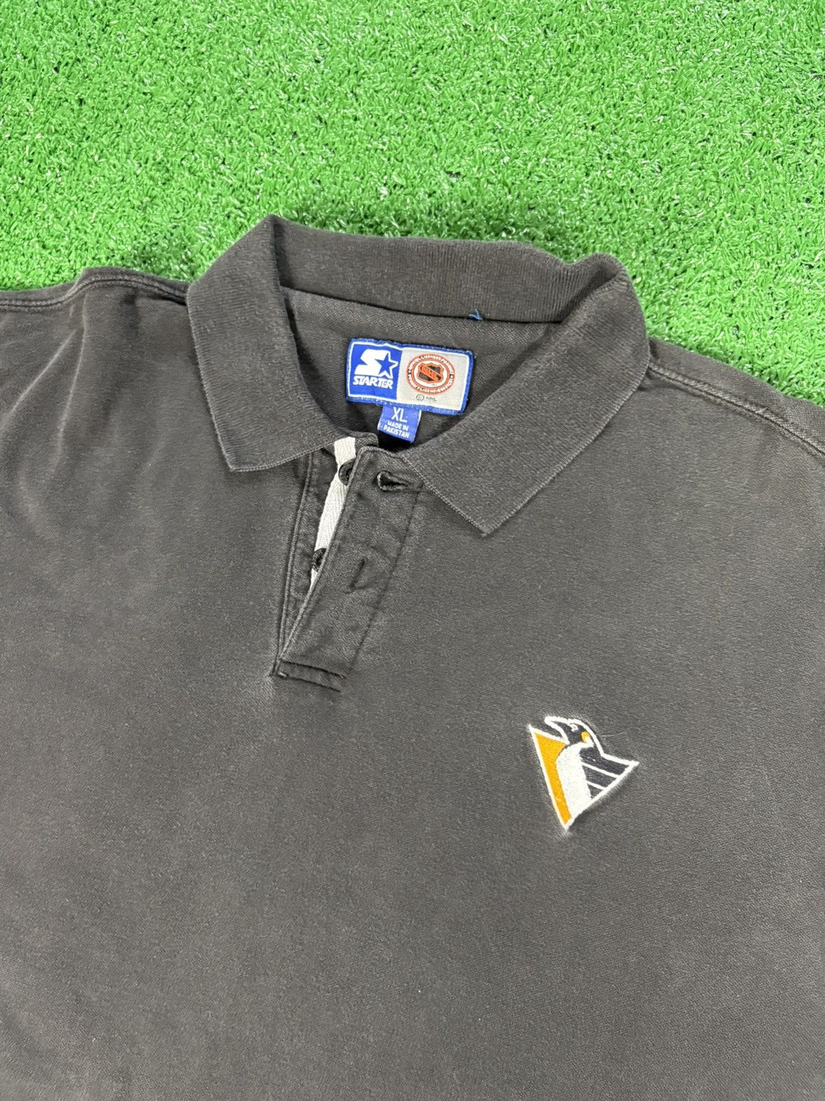 NHL × Vintage Vintage 1990s Starter Pittsburgh Penguins Polo Shirt Size US XL / EU 56 / 4 - 3 Thumbnail