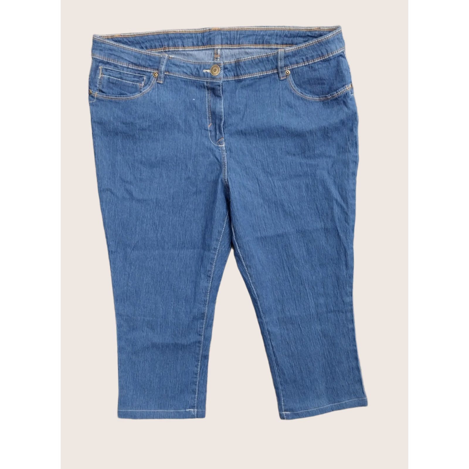 Denime Unbranded Jeans Women's 20 Denim Dark Wash Mid Rise Skinny Capri Jeans Size 42" / US 20 - 1 Thumbnail