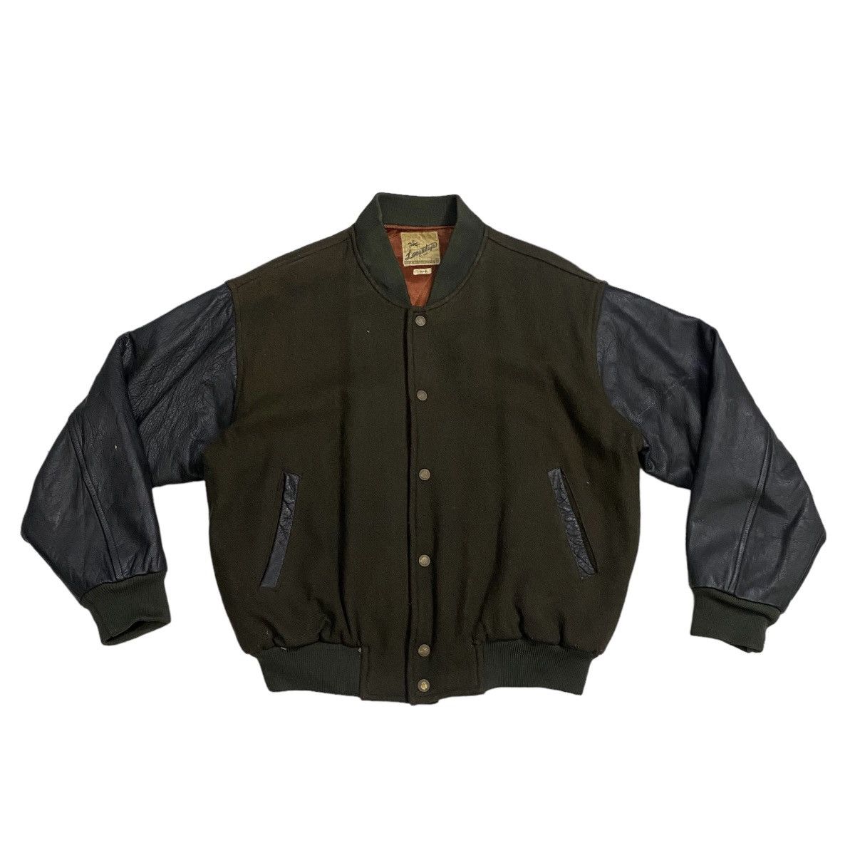 Vintage Vintage 80s loosutap varsity sleeve leather jacket Size US L / EU 52-54 / 3 - 8 Thumbnail