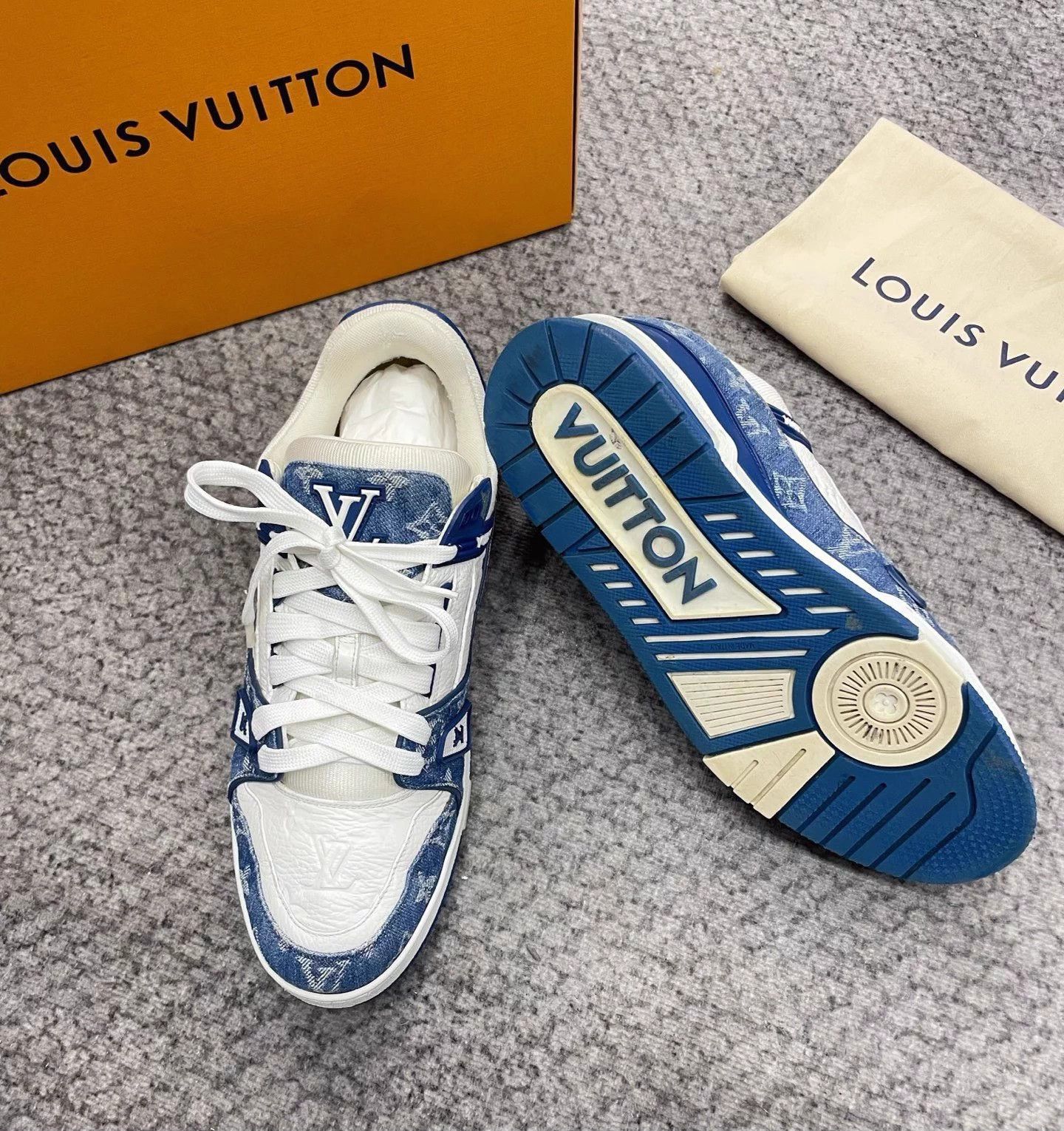 Louis Vuitton LV Trainer blue white sneakers 9/43 Size US 10 / EU 43 - 4 Thumbnail