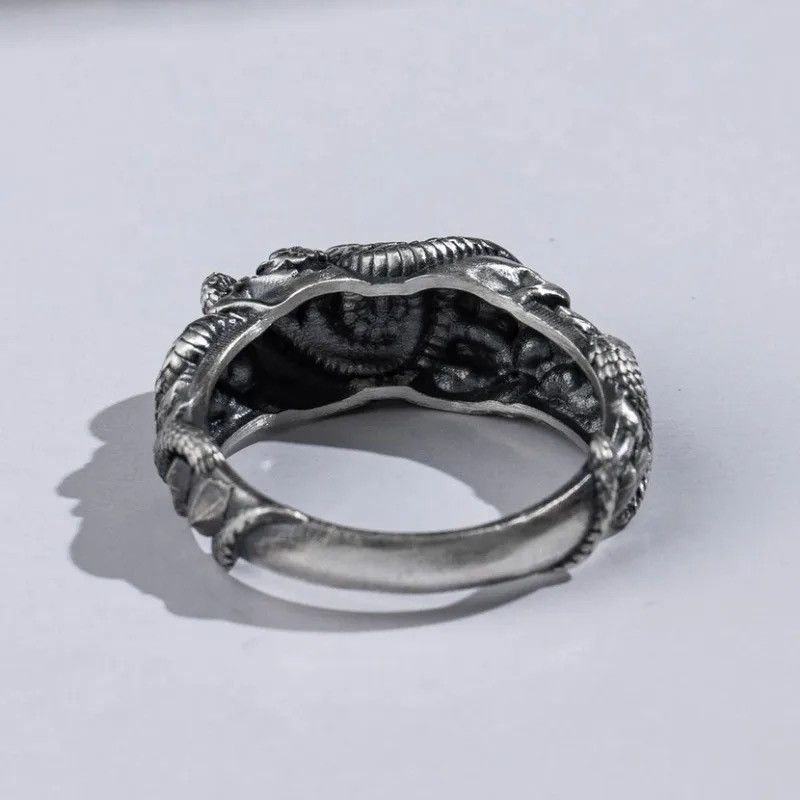Jewelry × Vintage Vintage Silver Rose Skeleton Double Headed Snake Eye Ring Size ONE SIZE - 5 Thumbnail