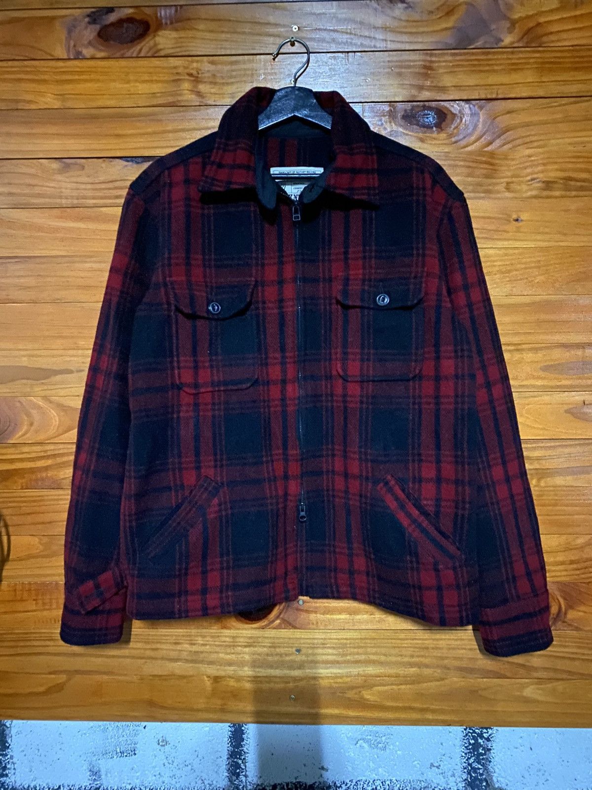 Japanese Brand Back Number Red Black Wool Plaid Jacket – Military Inspired Size US L / EU 52-54 / 3 - 3 Thumbnail