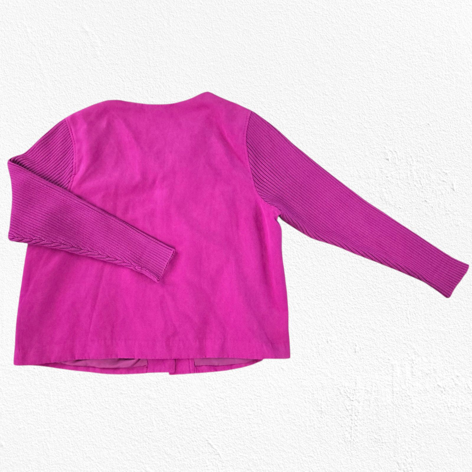 Vintage Y2K Magenta Pink Suede Knit Sleeve Jacket Size 16W Size XXL / US 16-18 / IT 52-54 - 9 Thumbnail
