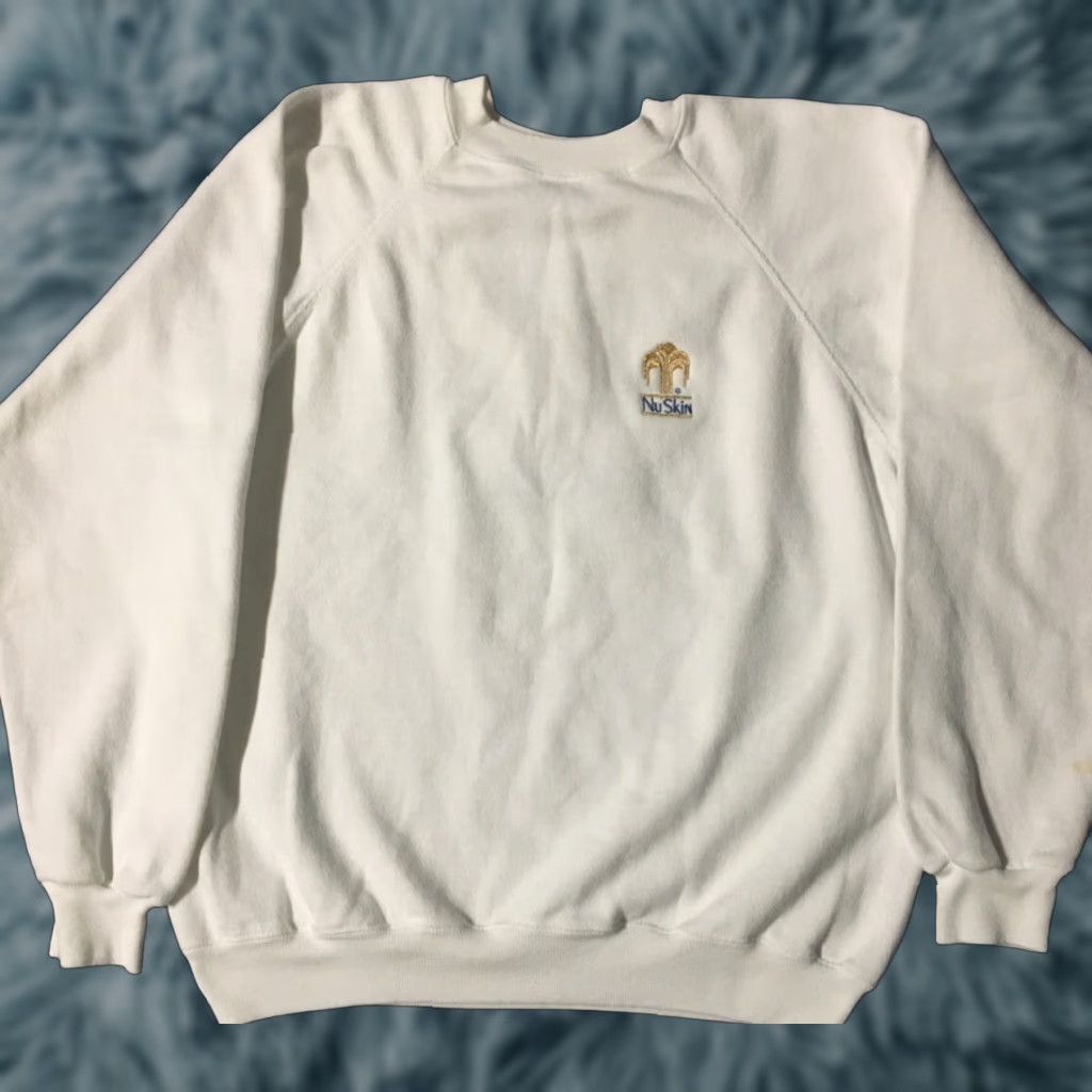 Hanes VINTAGE Hanes Sweatshirt Shirt M White 80s Nu Skin Anti Aging Promo Vintage 80s 90s American Art College Grunge Hip Hop Retro Rock USA Mens Size US M / EU 48-50 / 2 - 1 Thumbnail